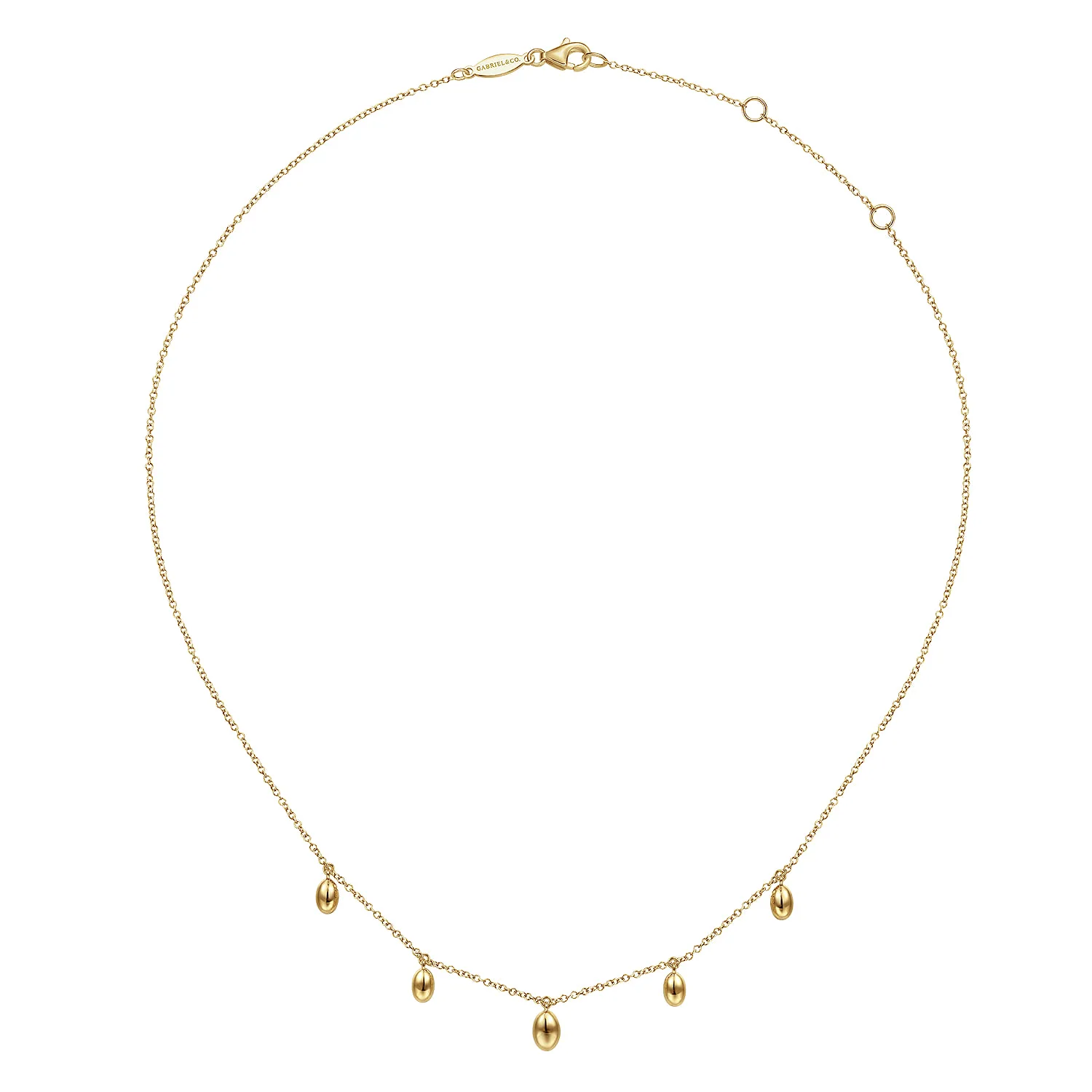 Chain Necklace with Bujukan Bead Drops in 14K Yellow Gold, photograph 2