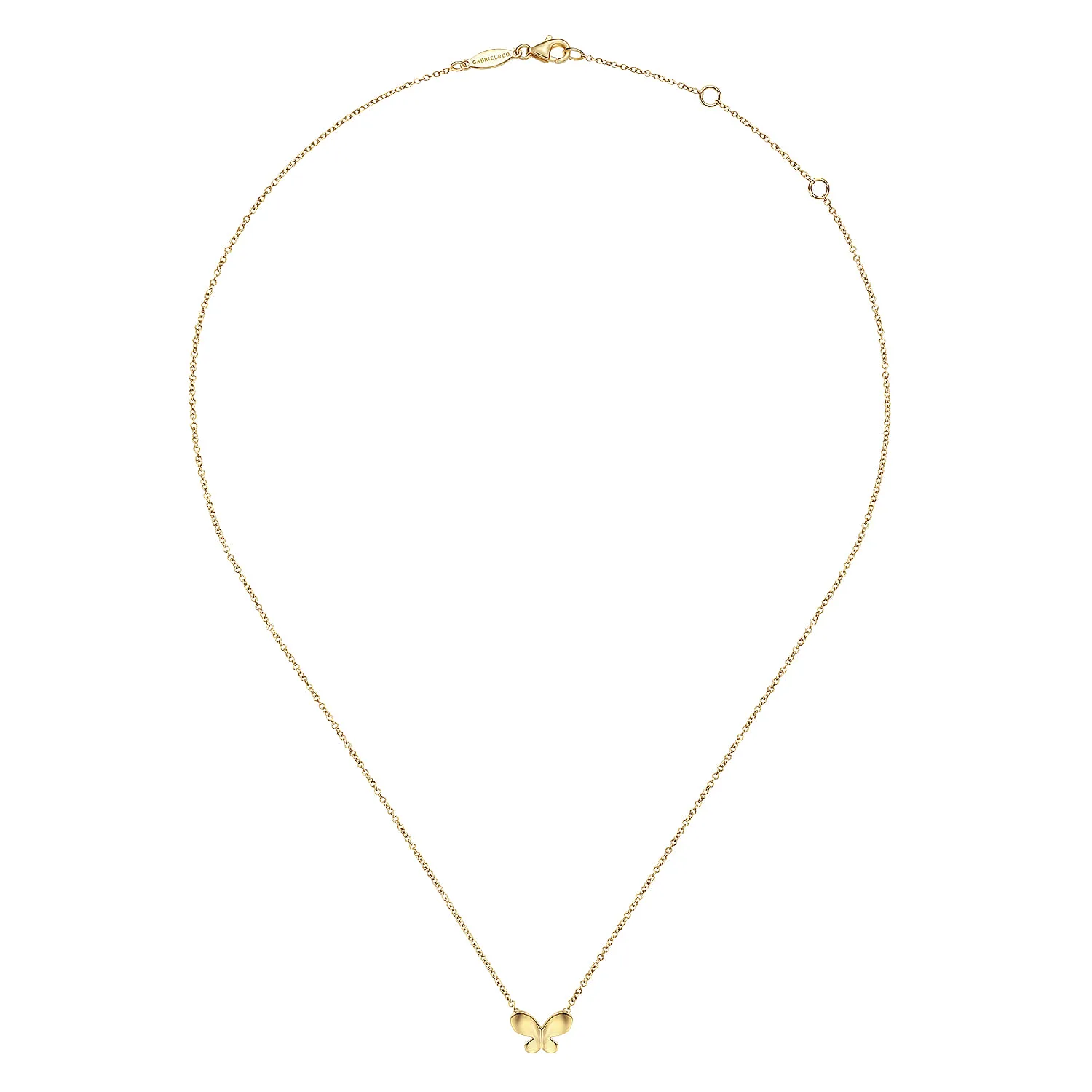 Butterfly Pendant Necklace in 14K Yellow Gold, photograph 2