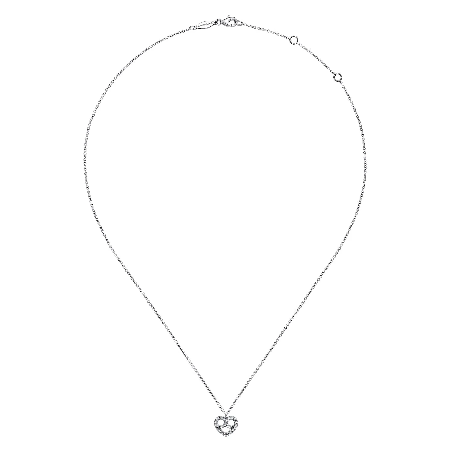 Diamond Pave Infinity Pendant Necklace in 14K White Gold, photograph 2
