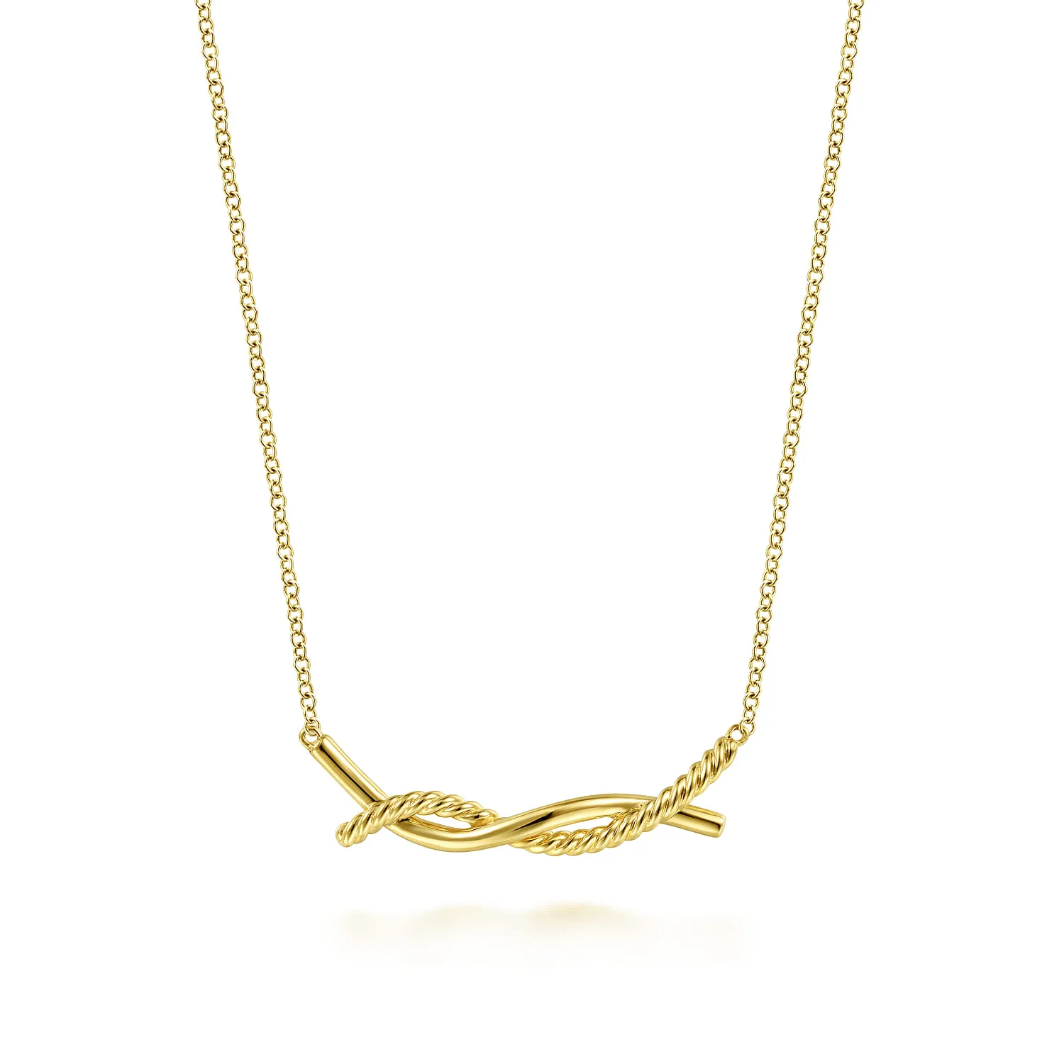 Plain and Twisted Rope Bar Necklace