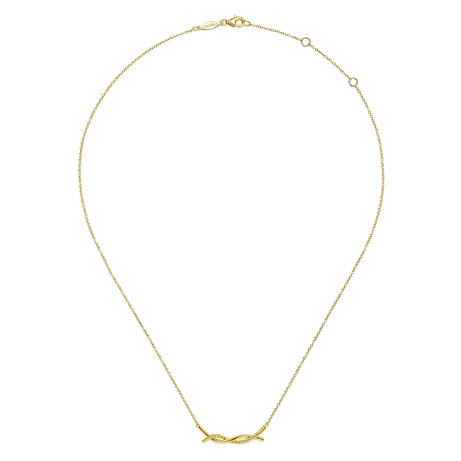 Plain and Twisted Rope Bar Necklace in 14K Yellow Gold, photograph 2