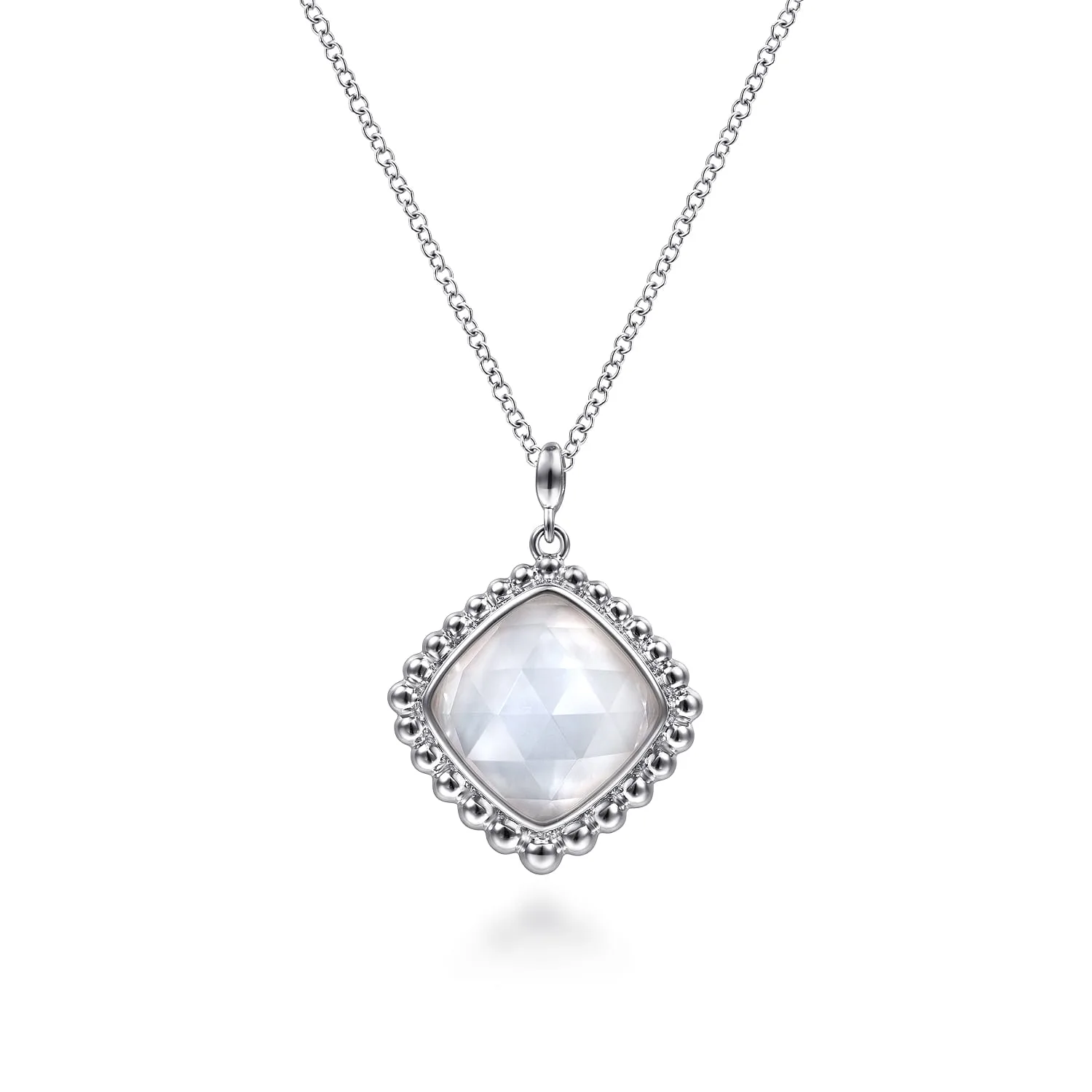 Rock Crystal and White MOP Pendant Necklace