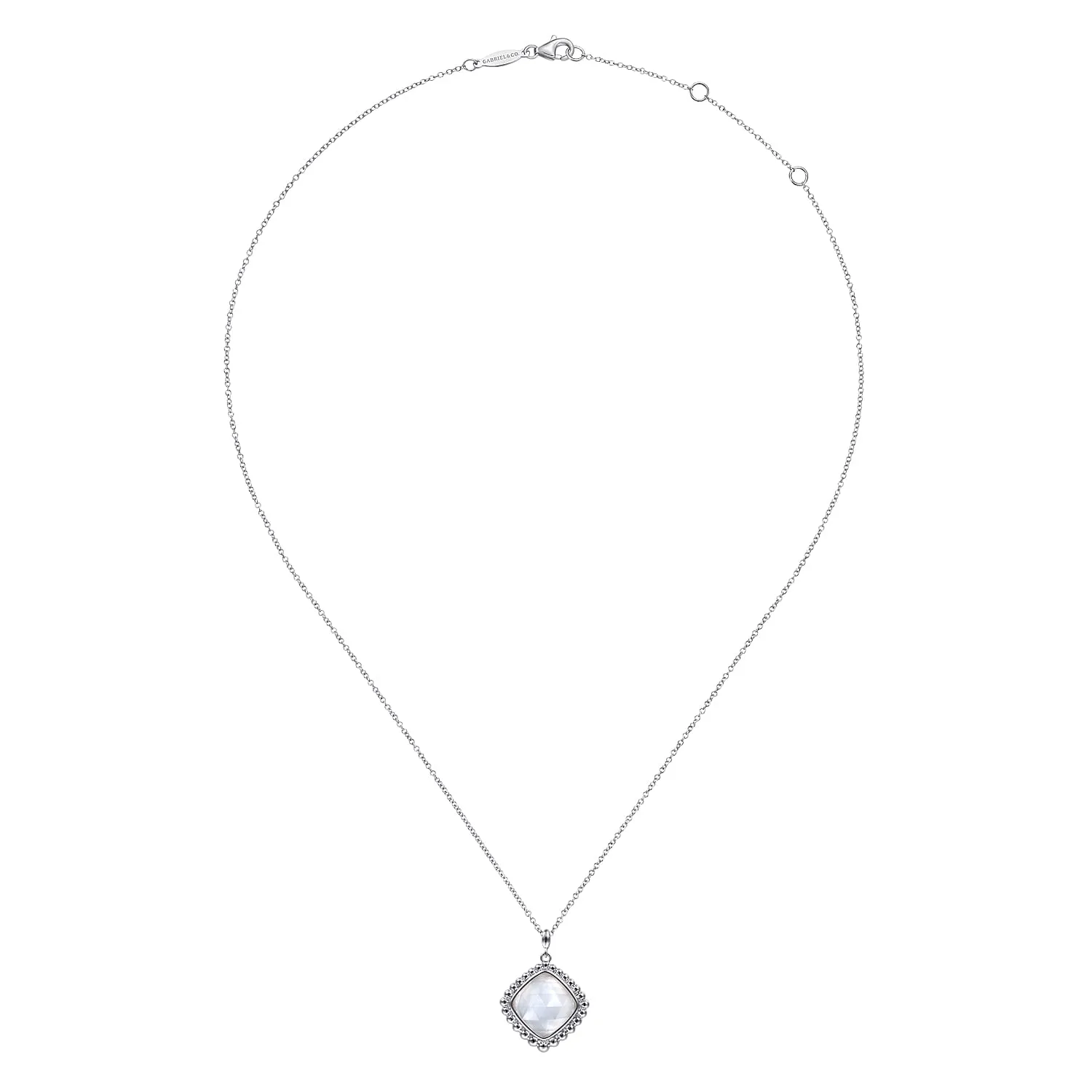 Rock Crystal and White MOP Pendant Necklace in Sterling Silver, photograph 2