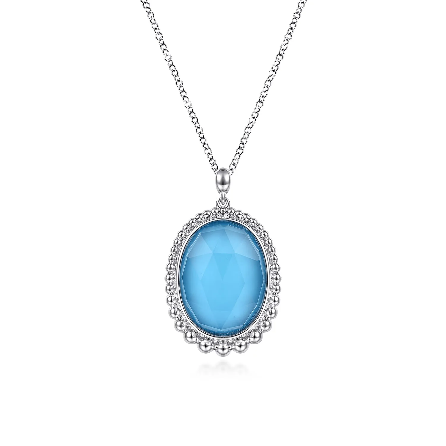 Rock Crystal and Turquoise Pendant Necklace