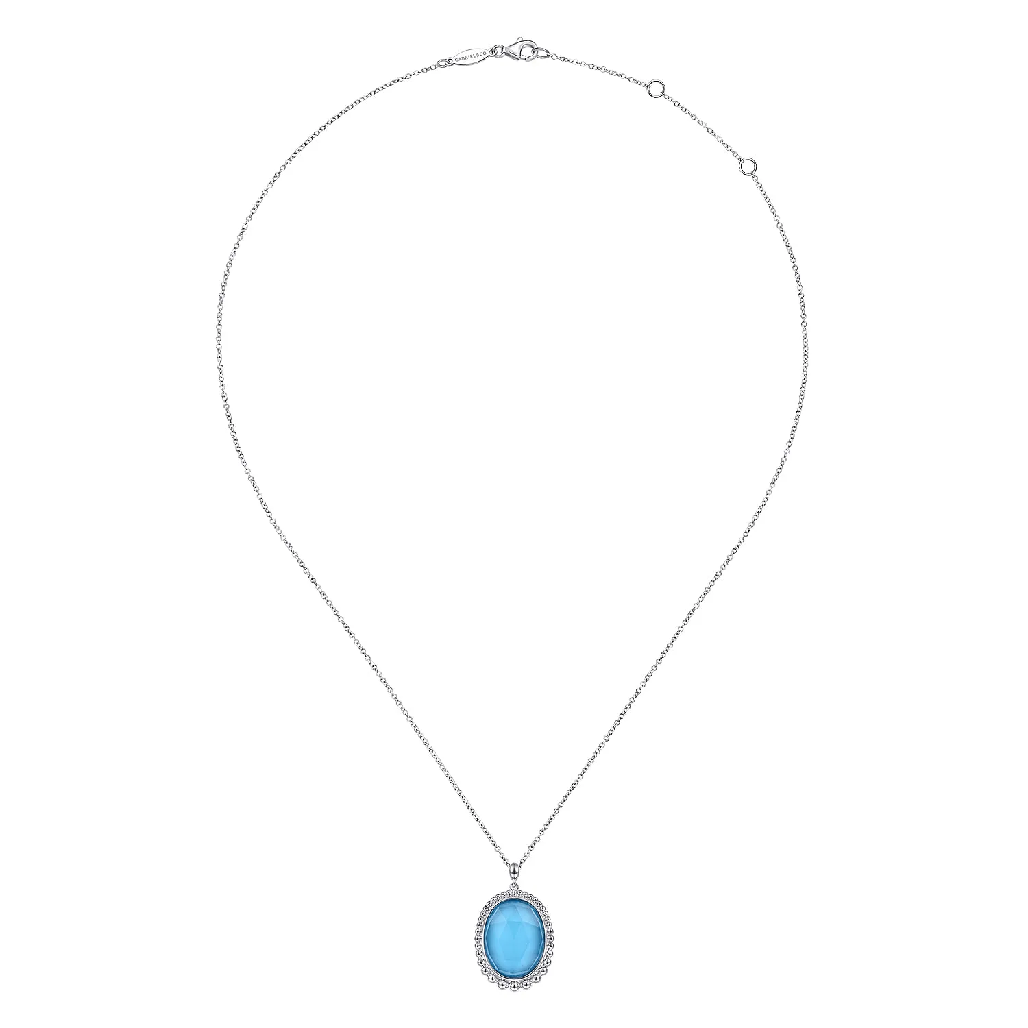 Rock Crystal and Turquoise Pendant Necklace in Sterling Silver, photograph 2