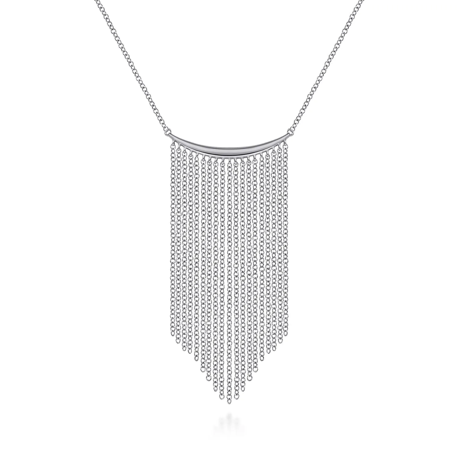 Curved Bar and Waterfall Chain Necklace