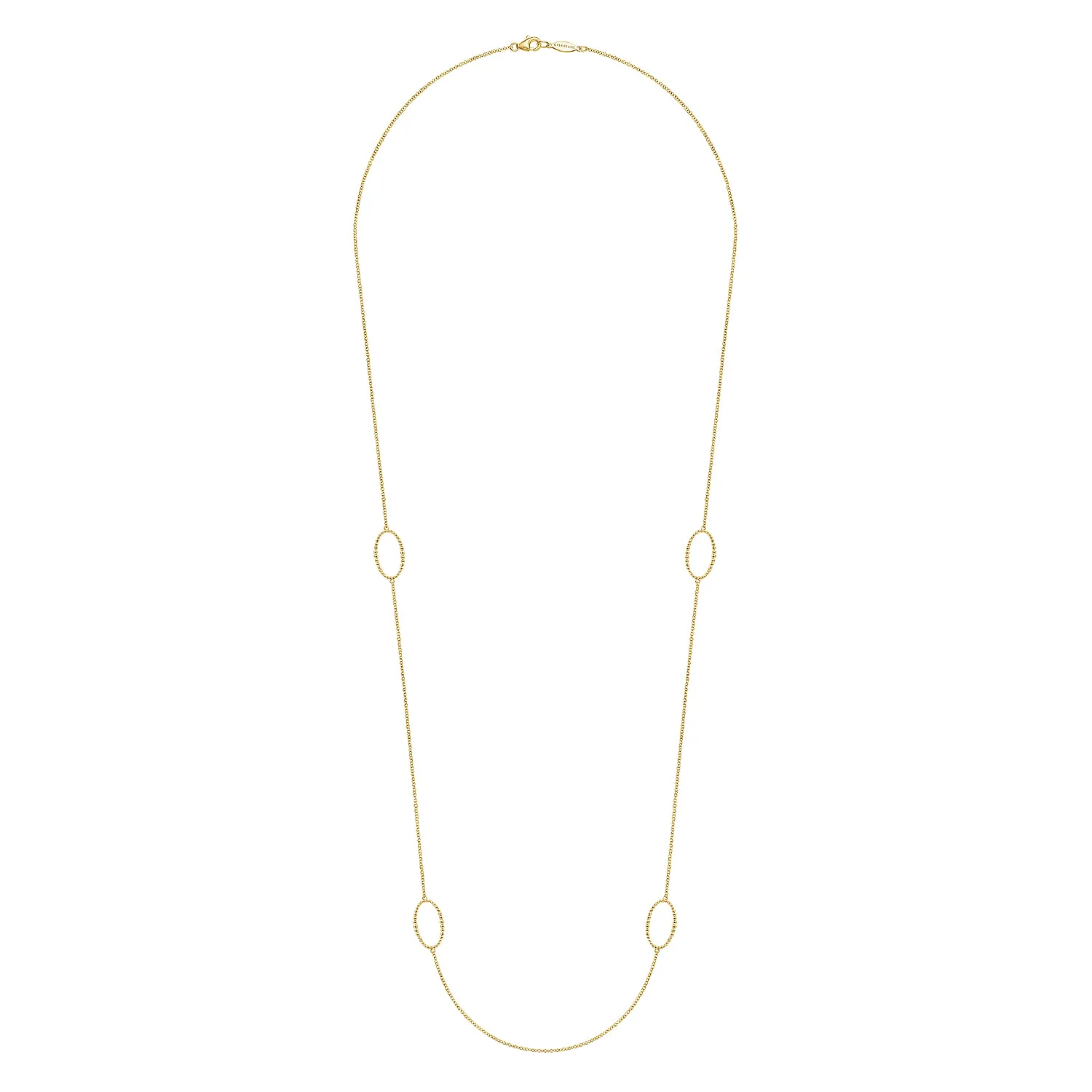 28 inch Bujukan Beaded Station Necklace in 14K Yellow Gold, photograph 2