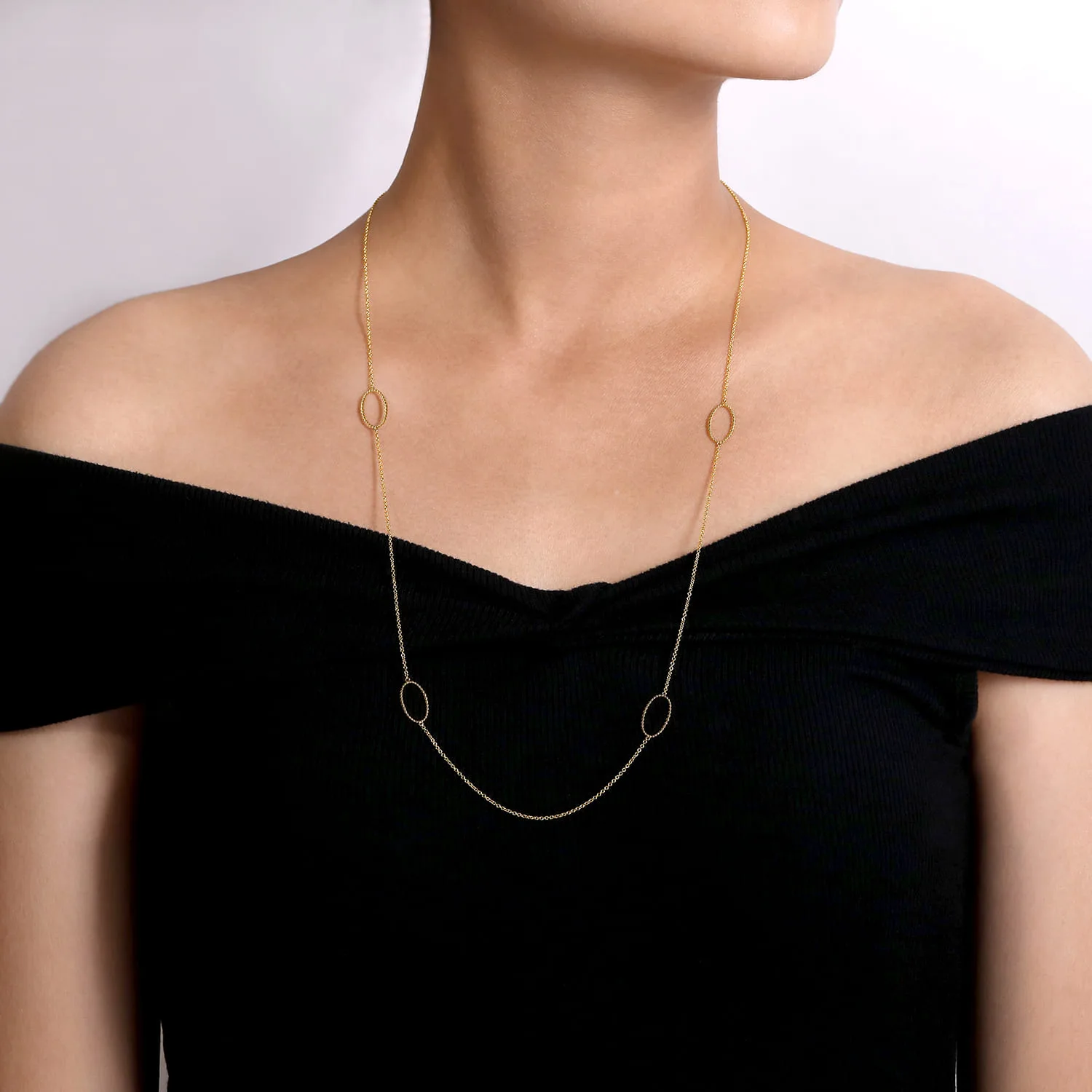 28 inch Bujukan Beaded Station Necklace in 14K Yellow Gold, photograph 3