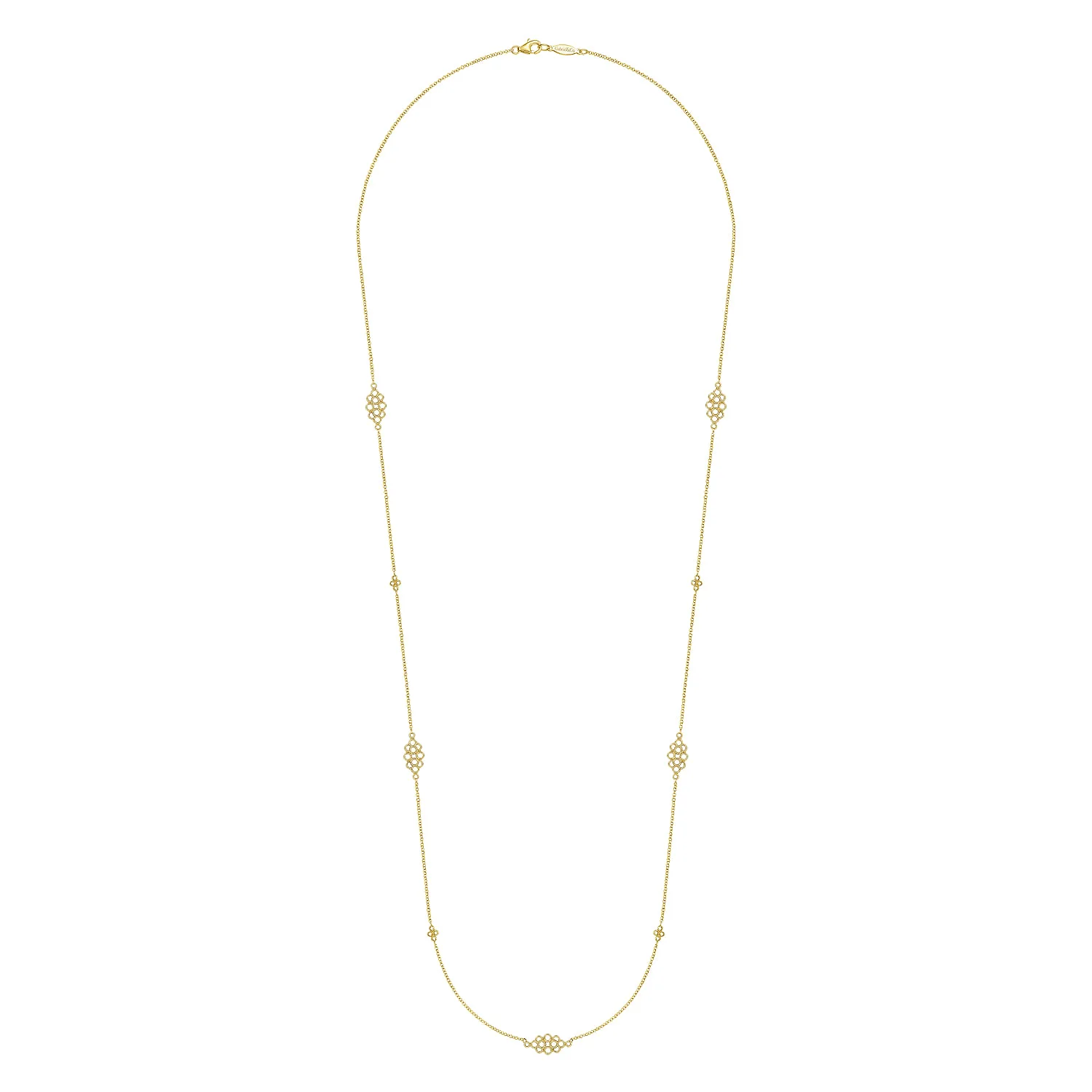 28 inch Multi Circle Casted Station Necklace in 14K Yellow Gold, photograph 2