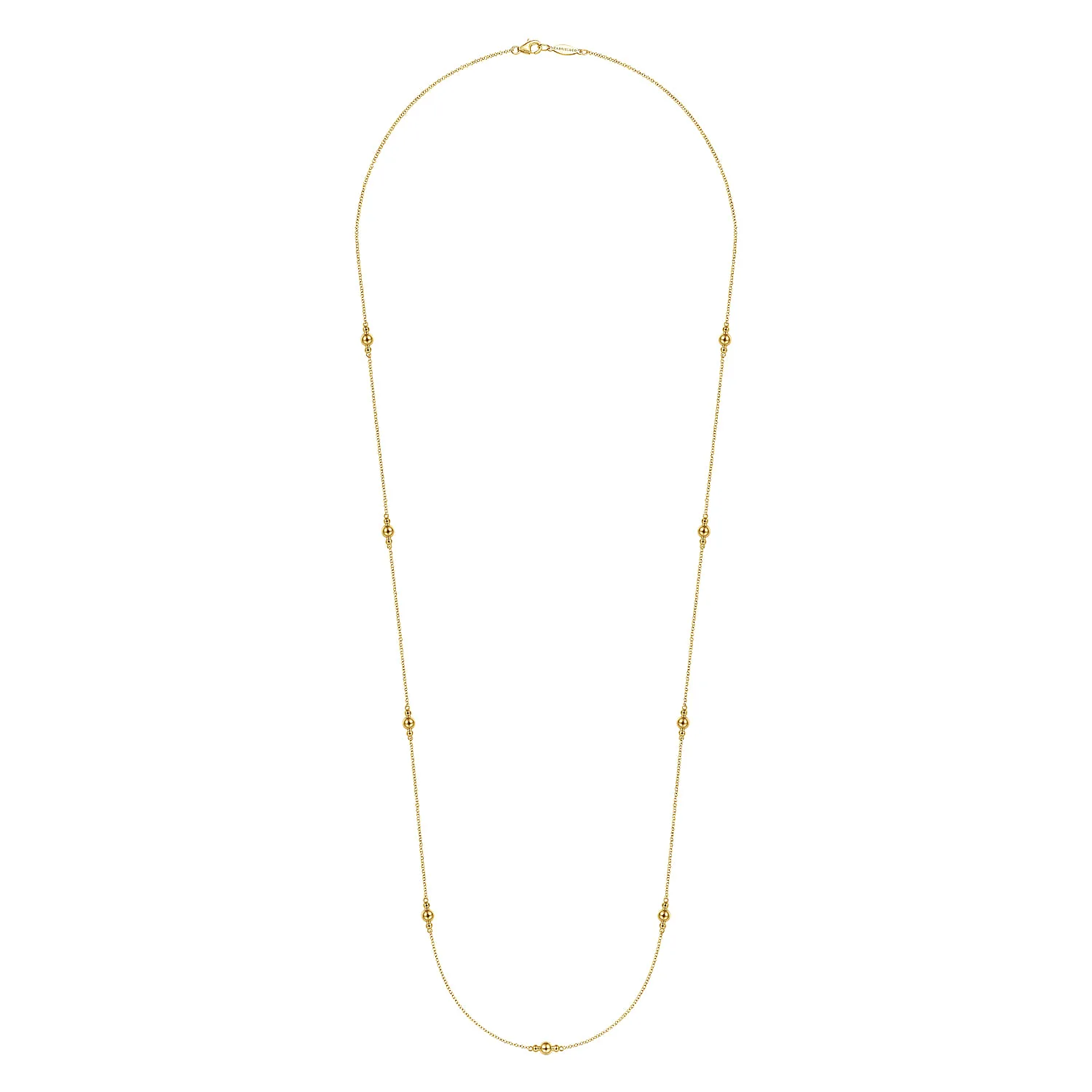 28 inch Bujukan Bead Station Necklace in 14K Yellow Gold, photograph 2