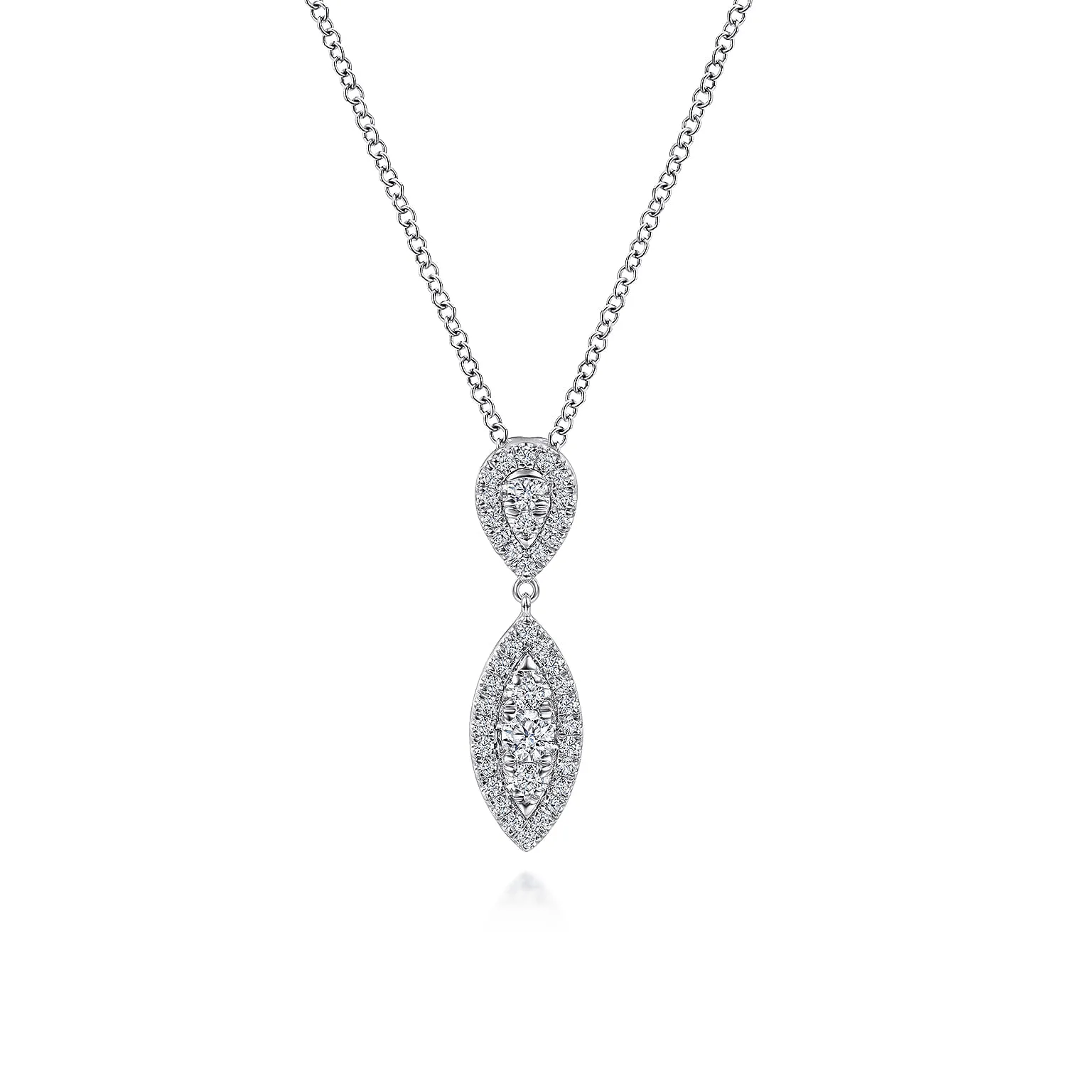 Teardrop and Diamond Pave Pendant Necklace