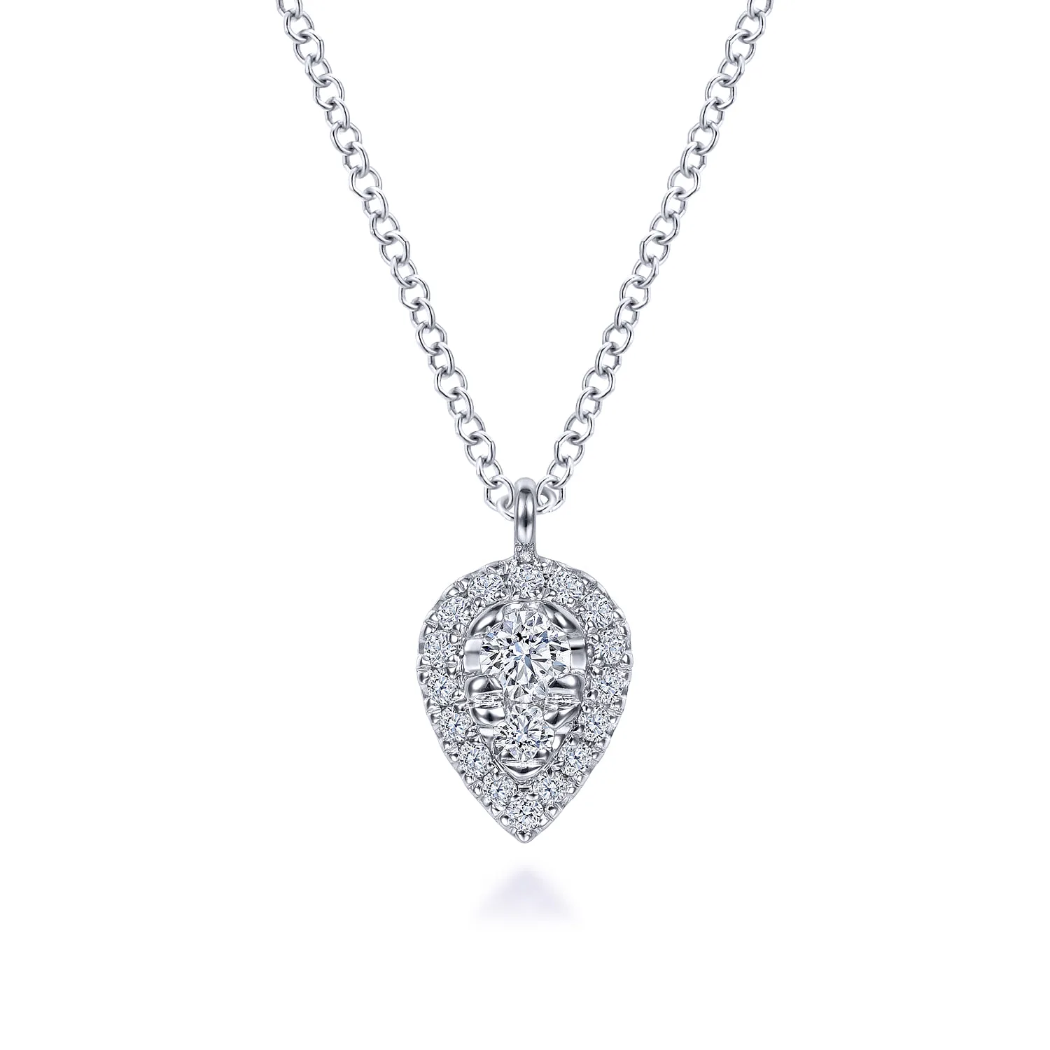 Inverted Teardrop Diamond Pendant Necklace