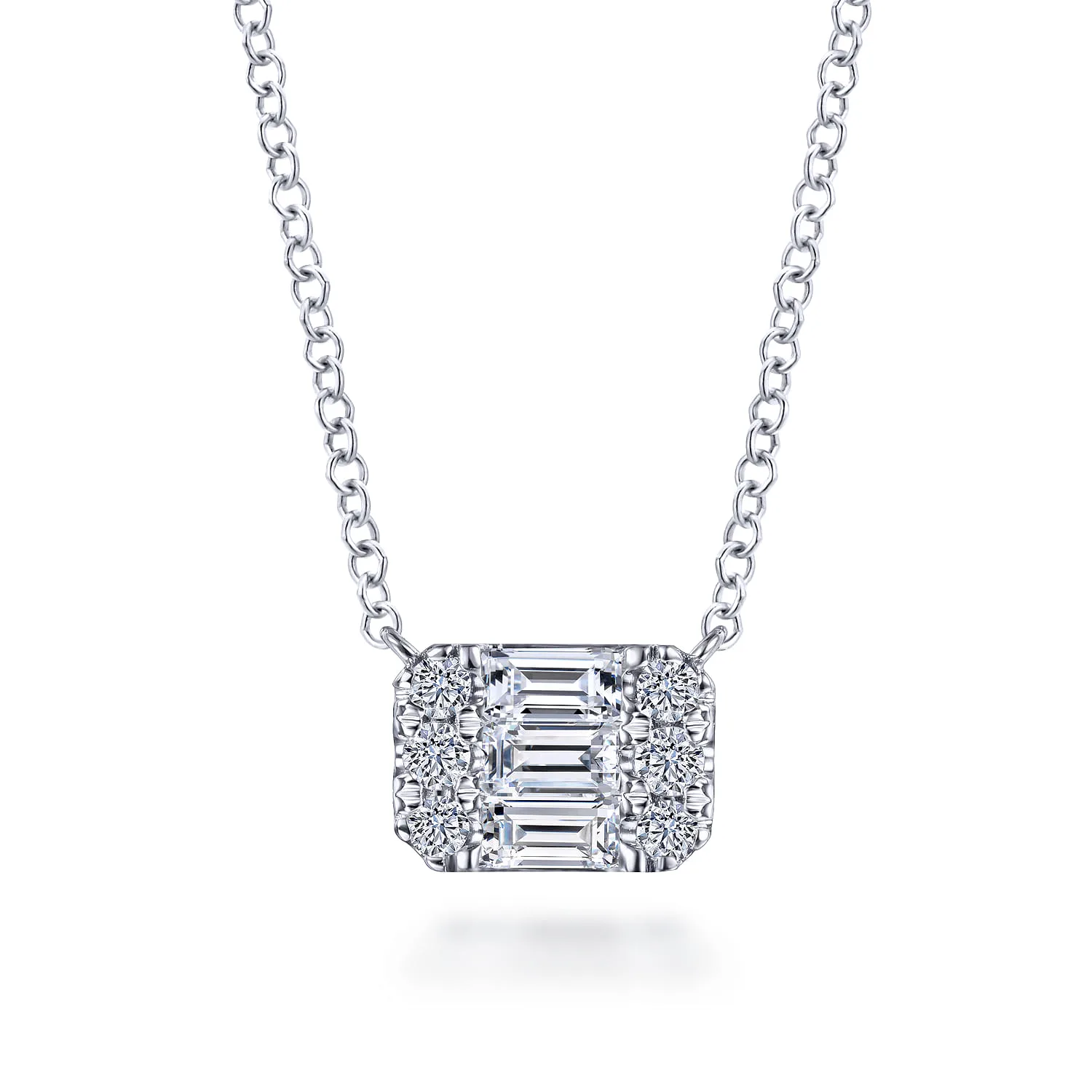 Baguette and Rectangular Diamond Pendant Necklace