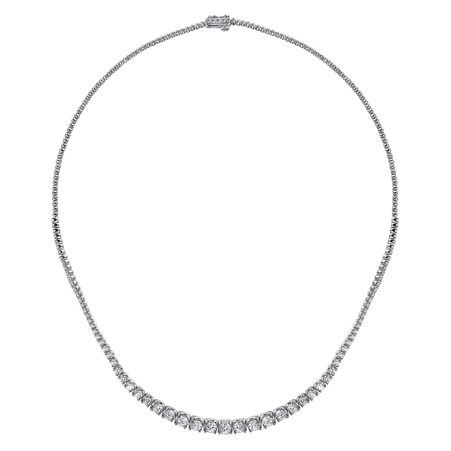 Graduated Diamond Necklace in 14K White Gold, photograph 2