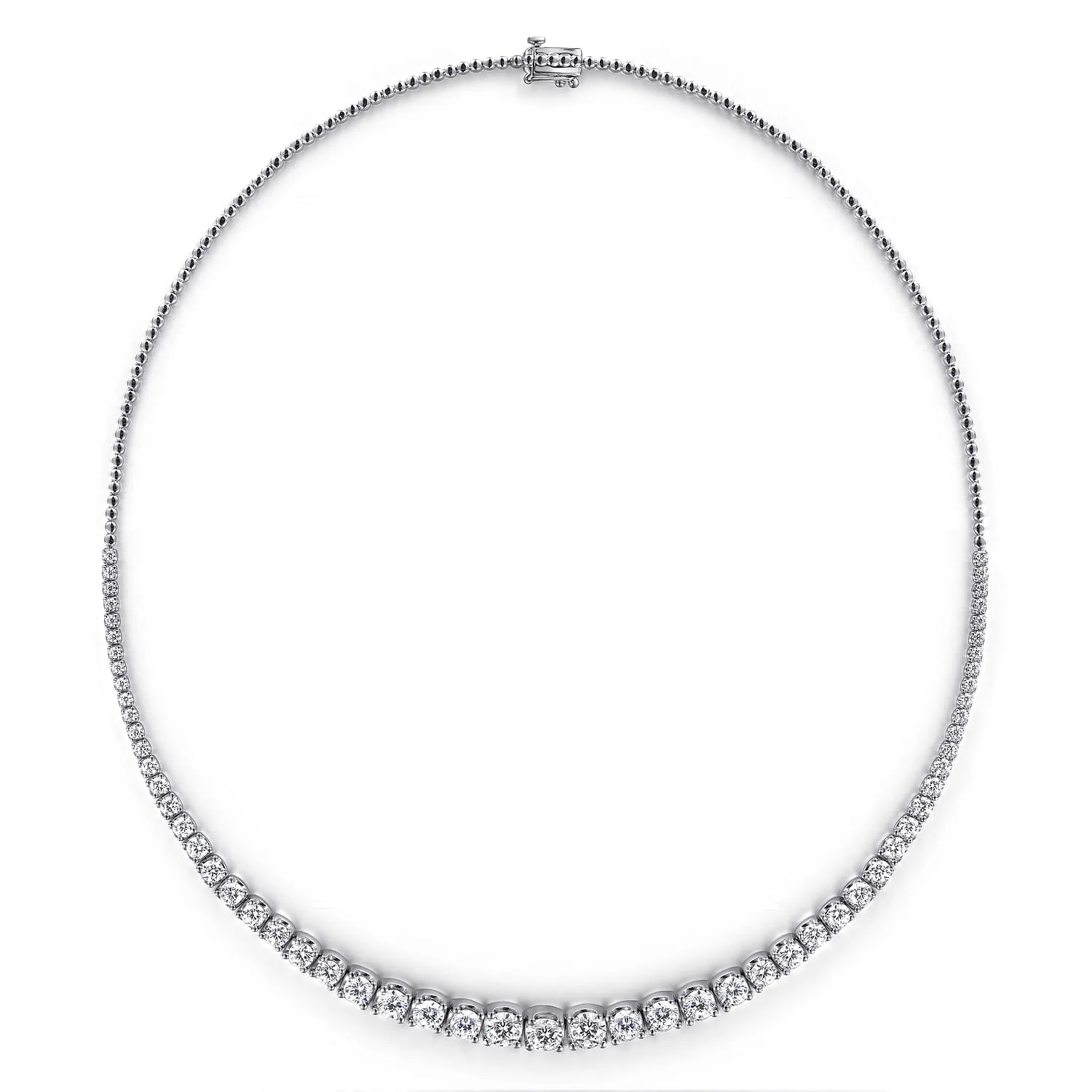 Graduated Diamond Necklace in 14K White Gold, photograph 2