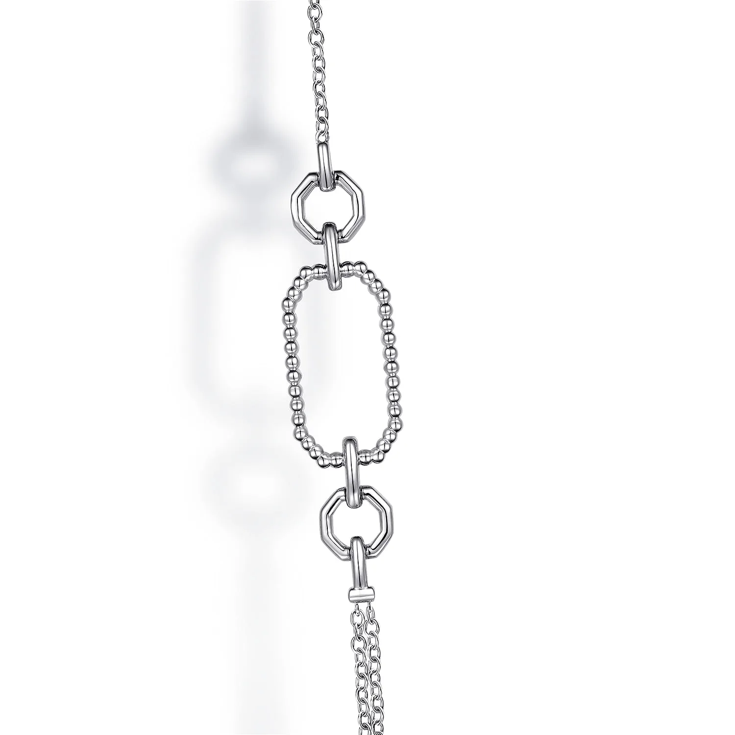 32 inch Geo Station Swag Necklace in 14K White Gold, photograph 2