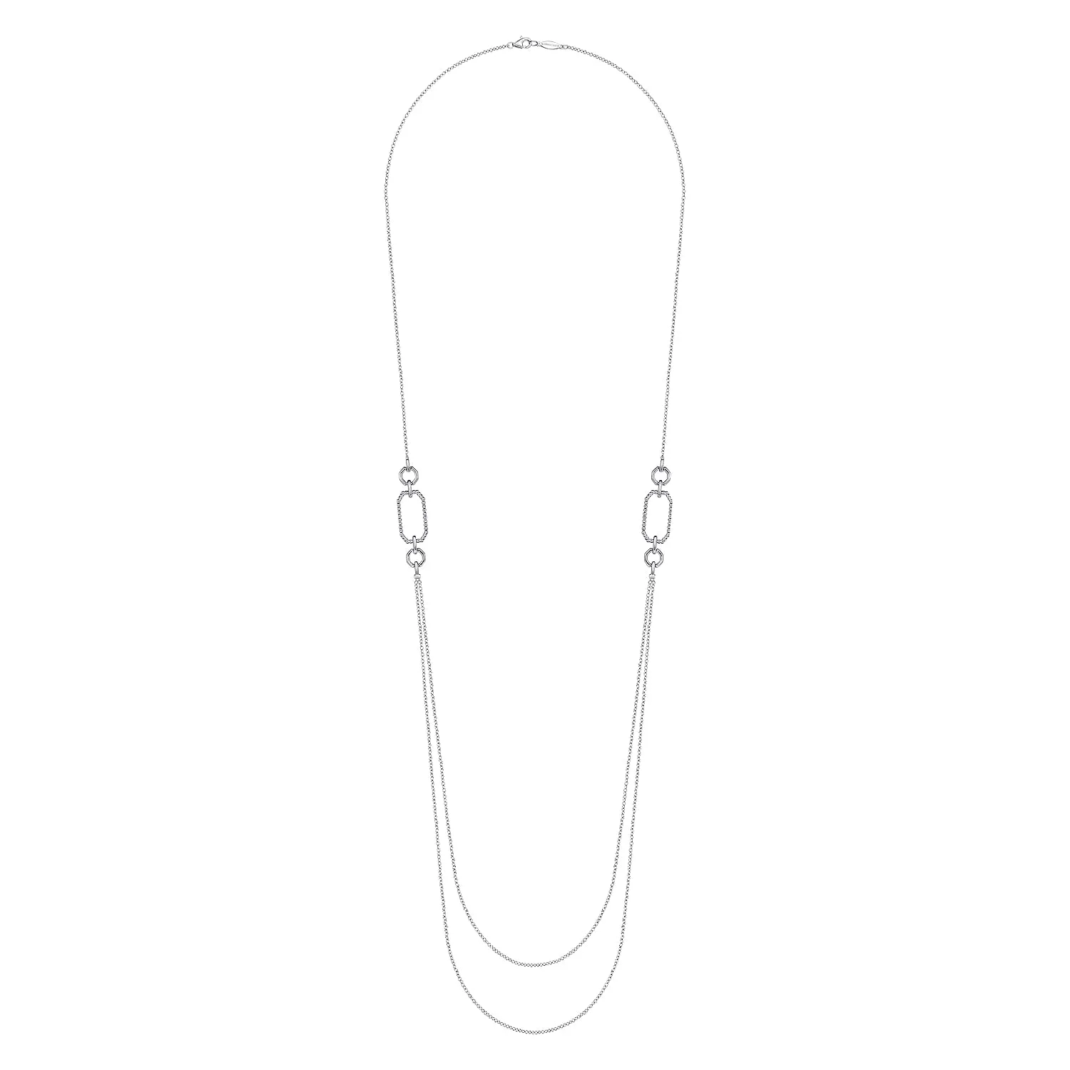 32 inch Geo Station Swag Necklace in 14K White Gold, photograph 3