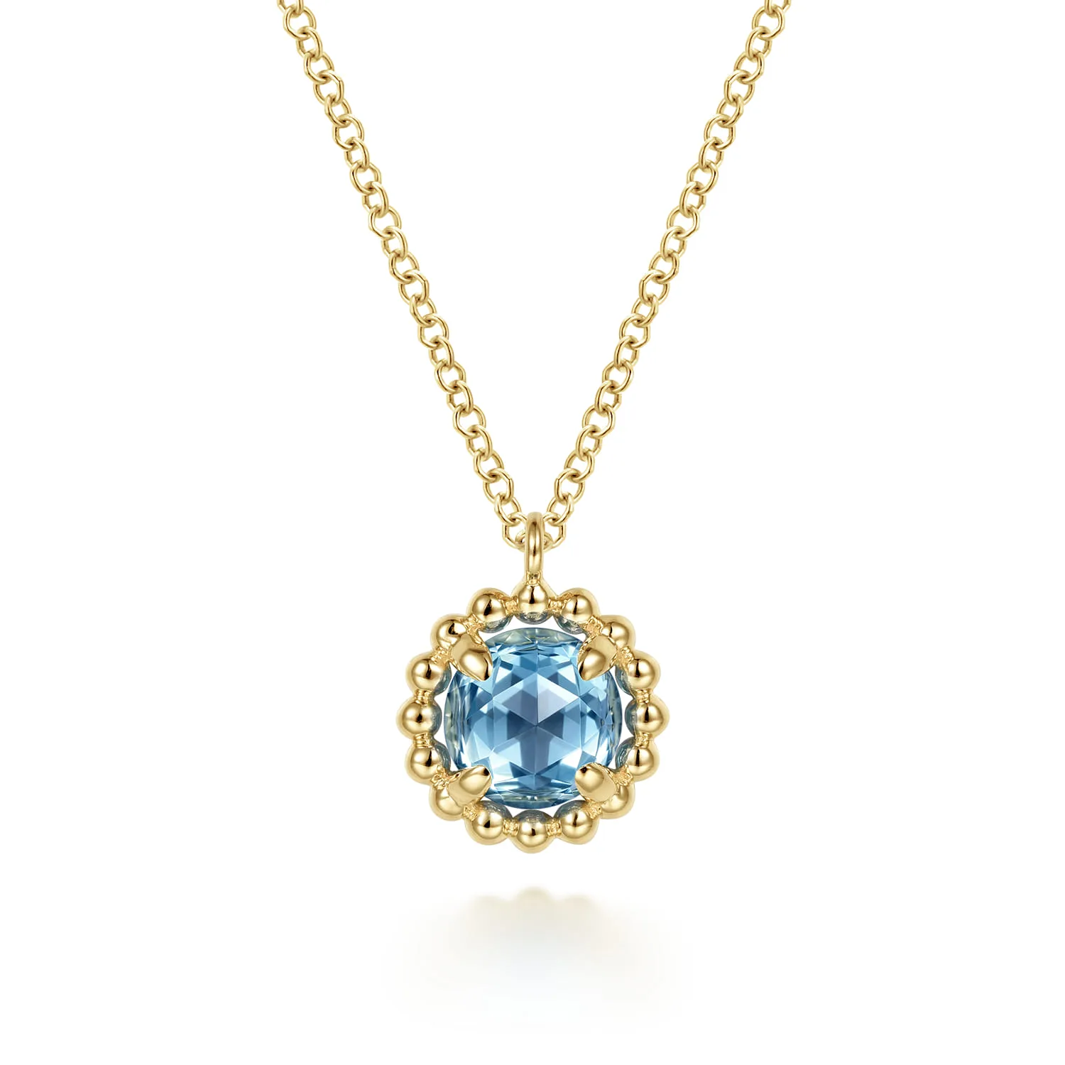 Bujukan Blue Topaz Pendant Necklace in 14K Yellow Gold