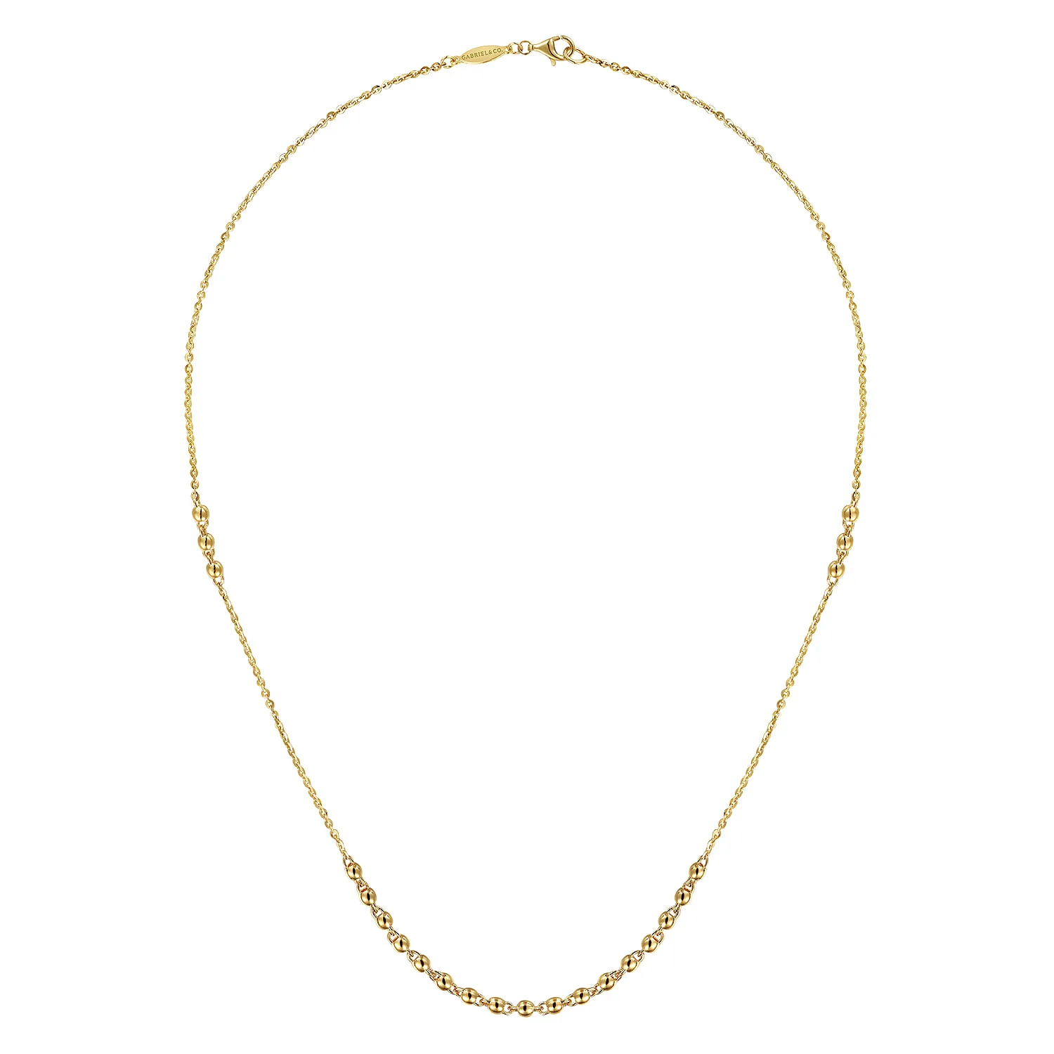 18 Inch Beaded Station Necklace in 14K Yellow Gold, photograph 2