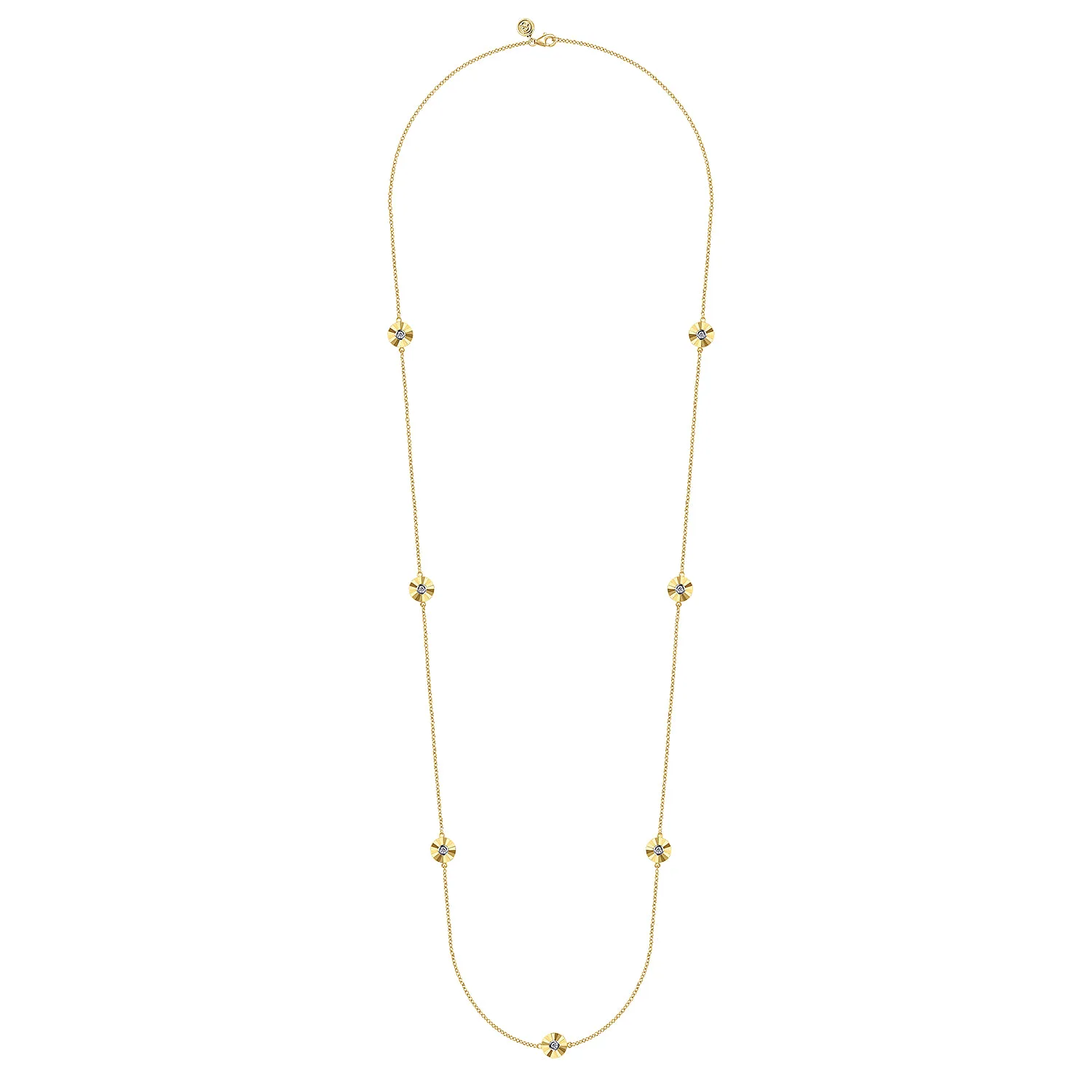 Station Necklace with Diamonds in 14K White/Yellow Gold, photograph 2