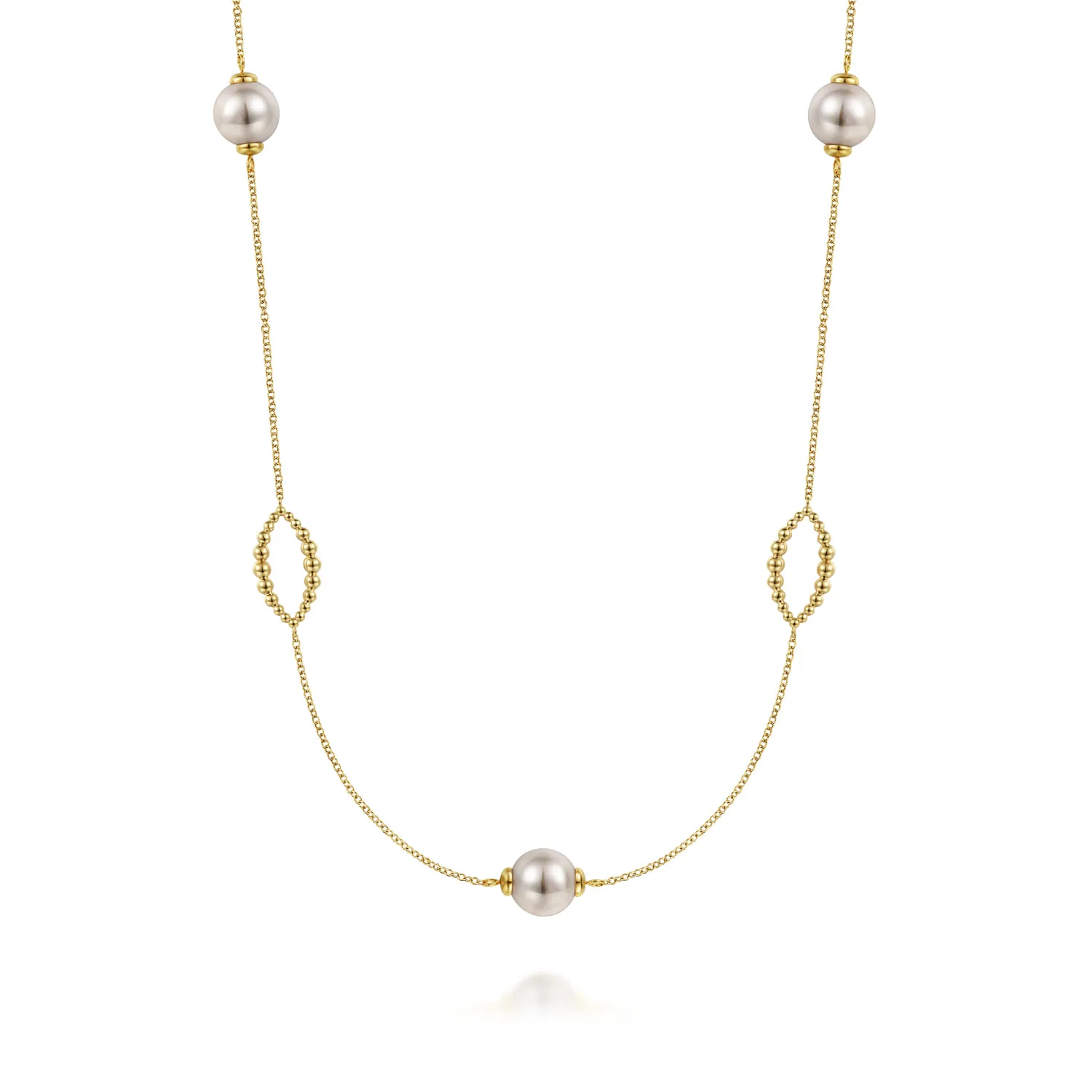32 Inch Pearl and Bujukan Ovals Station Necklace