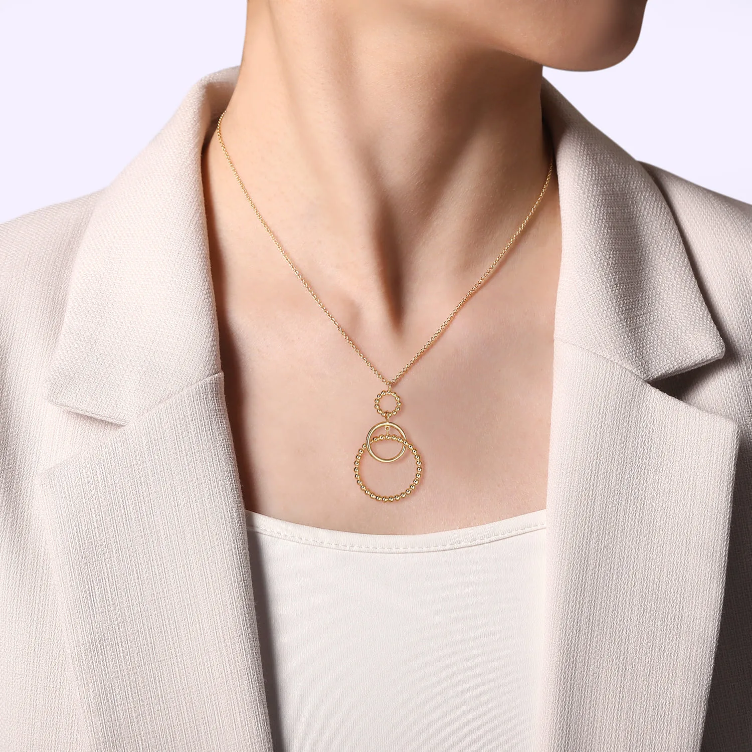 Bujukan Multi Circle Pendant Necklace in 14K Yellow Gold, photograph 3