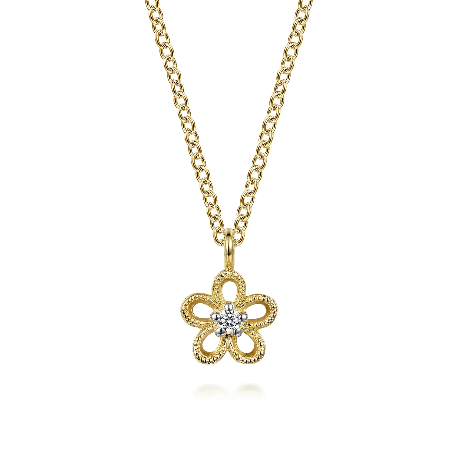 Diamond Flower Pendant Necklace