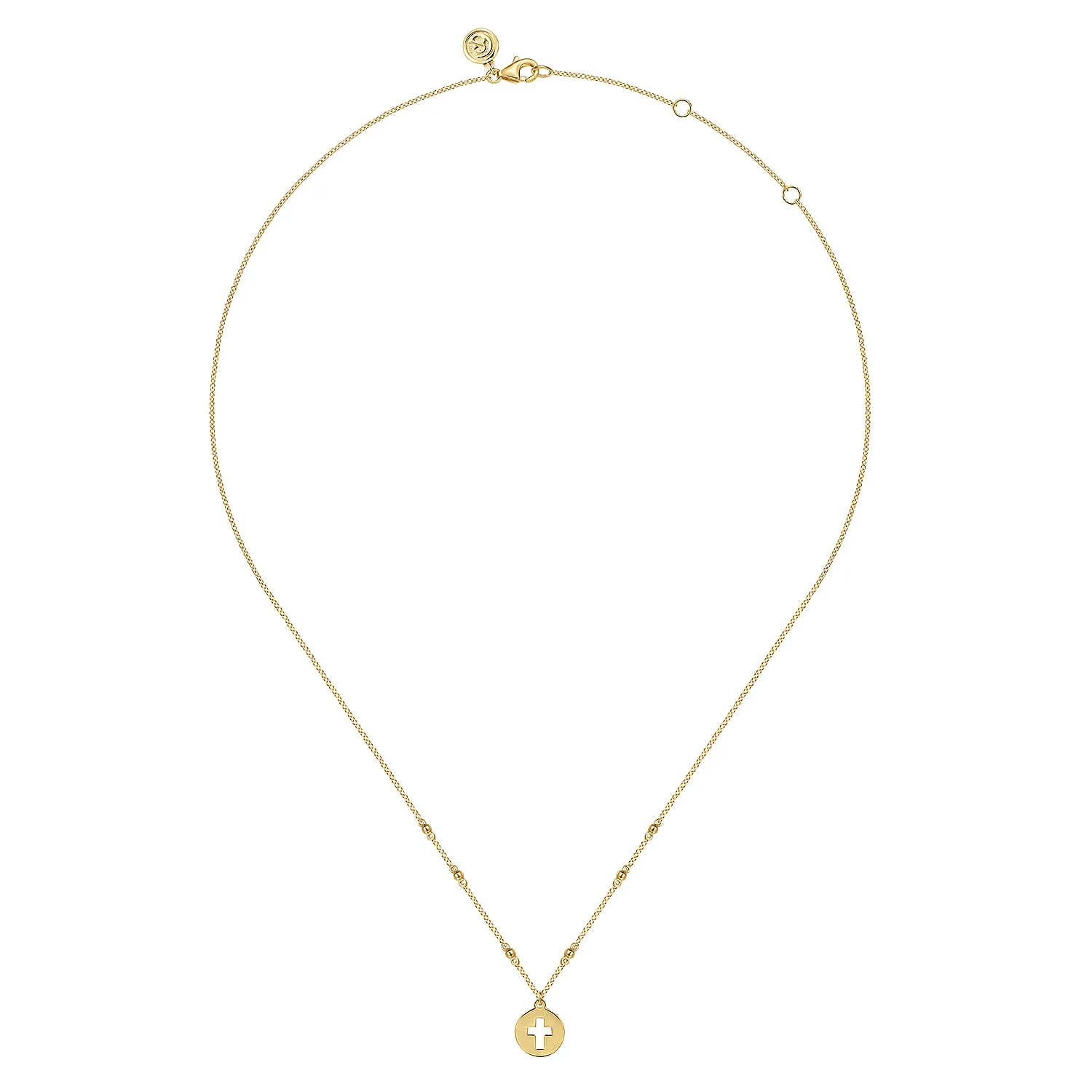 Cross Cutout Pendant Necklace in 14K Yellow Gold, photograph 2