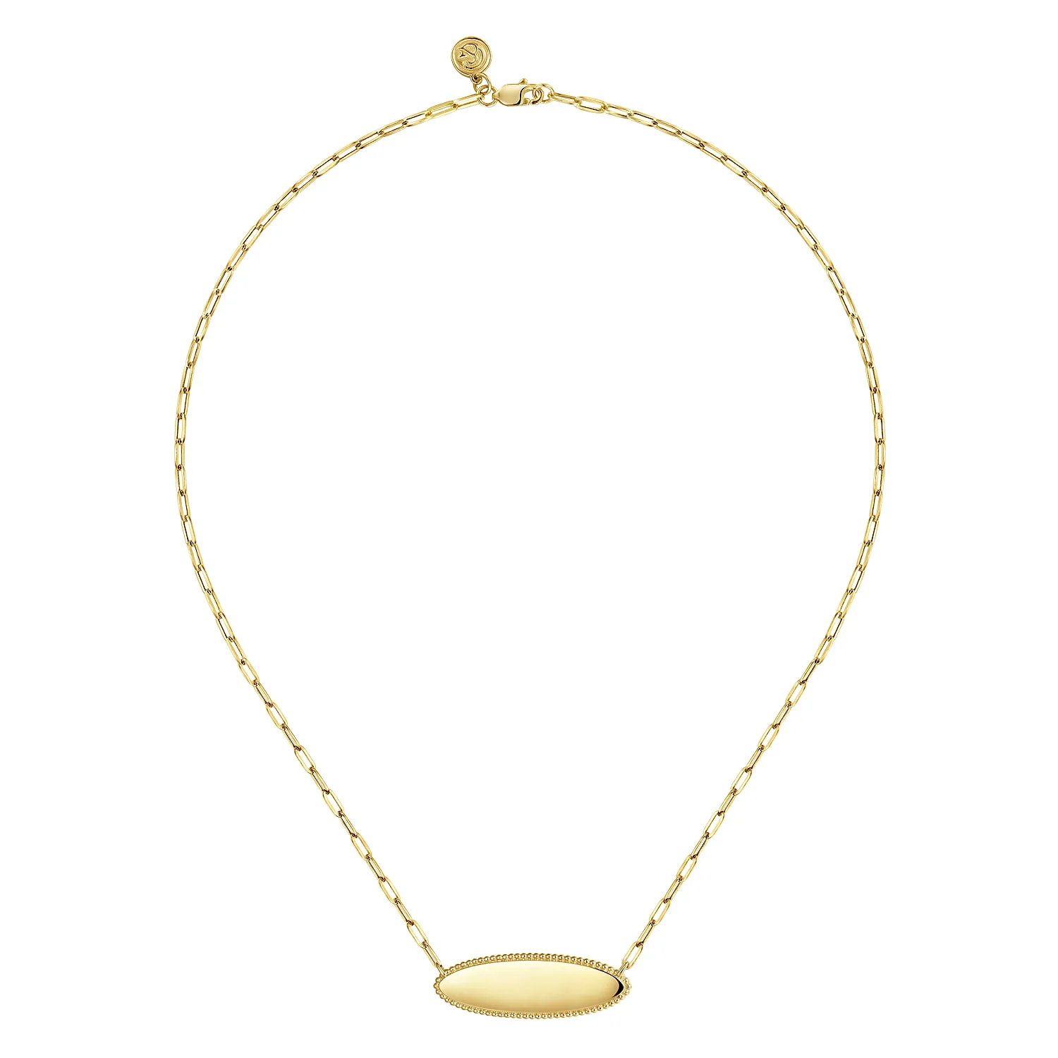 Bujukan Personalized Pendant Necklace with Hollow Paperclip Chain in 14K Yellow Gold, photograph 2