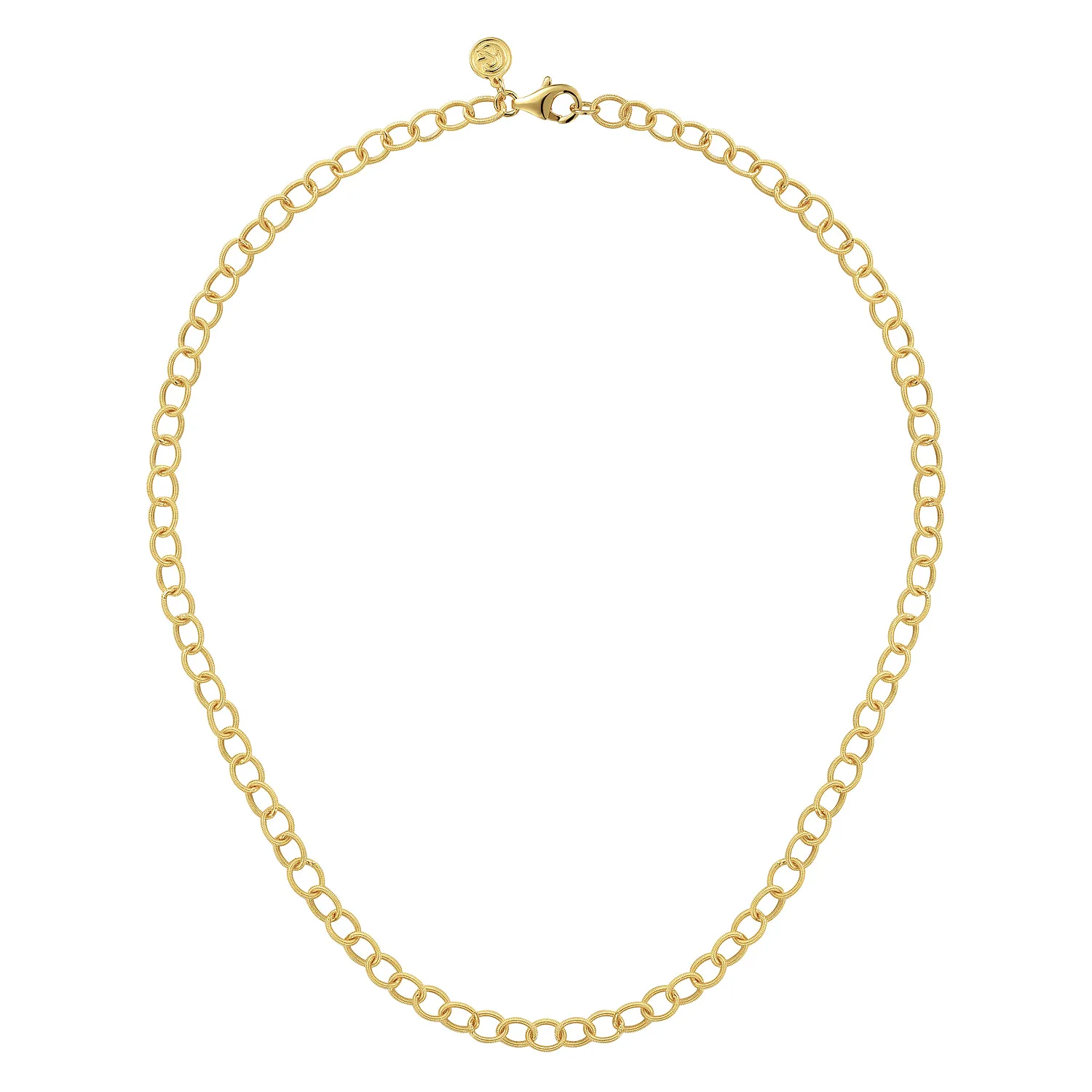 Textured Link Chain Necklace in 14K Yellow Gold, photograph 2