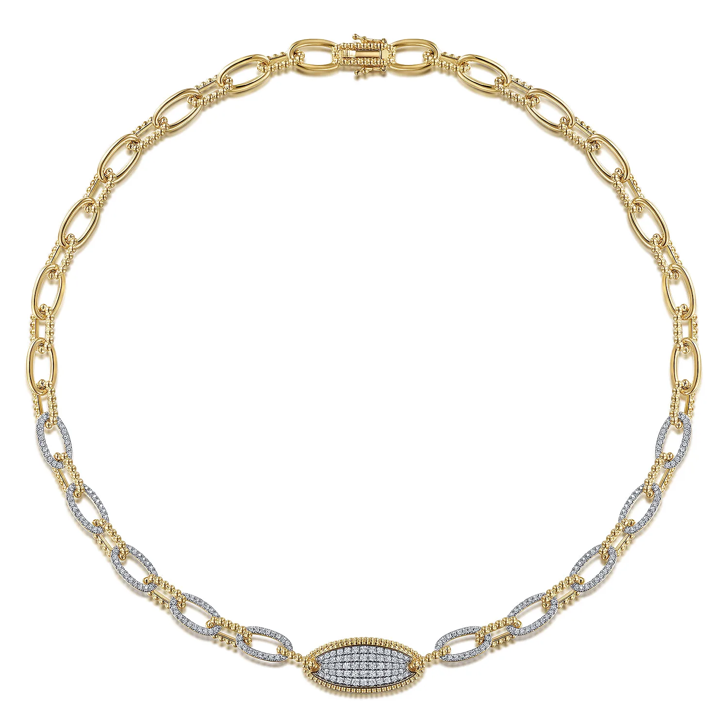 Bujukan Chain Necklace with Pave Diamond Pendant in 14K Yellow Gold, photograph 2