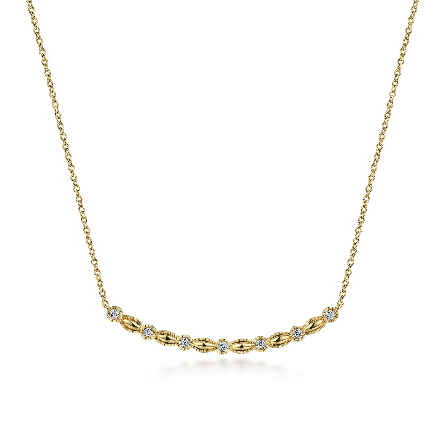 Curved Diamond Station Bar Necklace