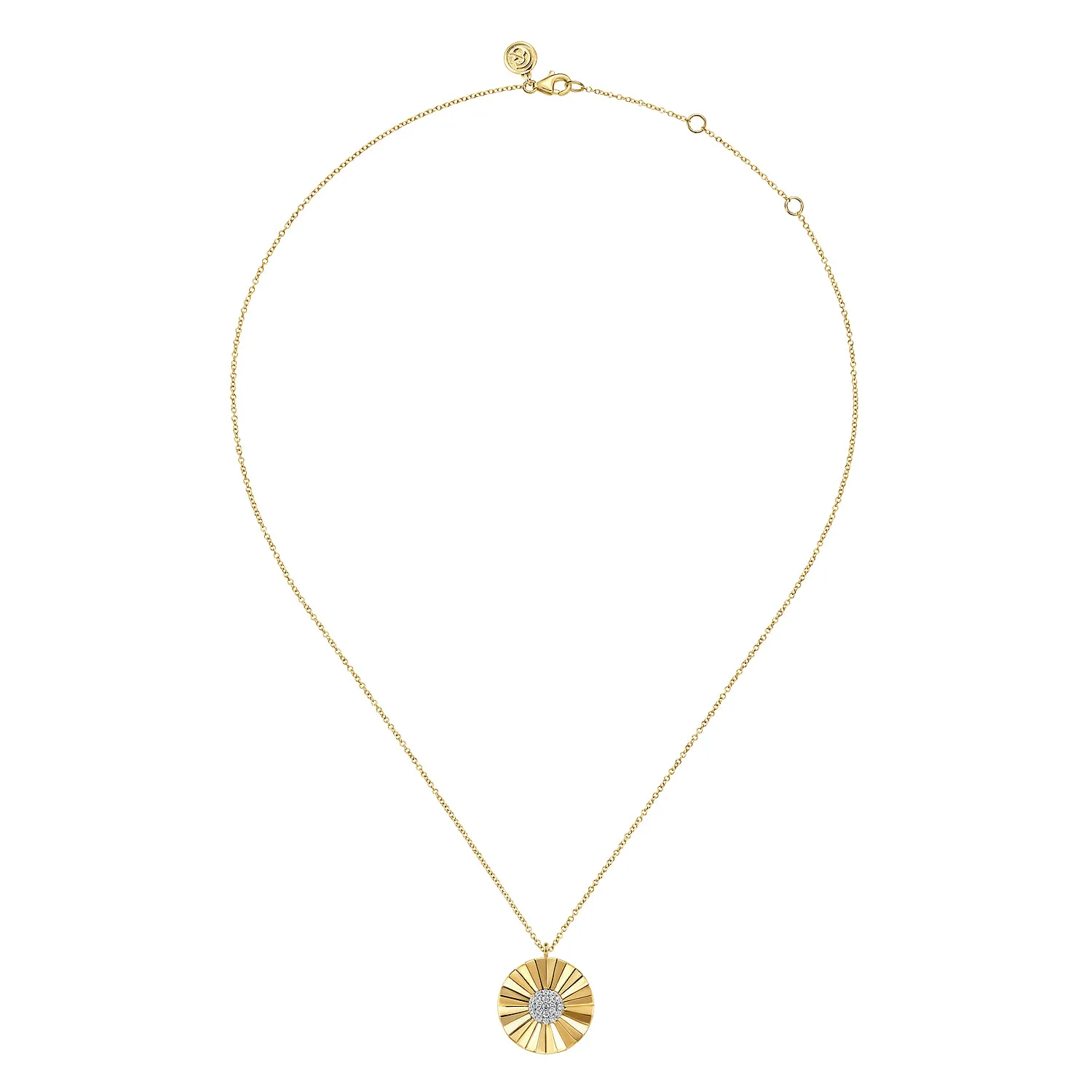 Diamond Necklace with Diamond Cut Texture in 14K White/Yellow Gold, photograph 2