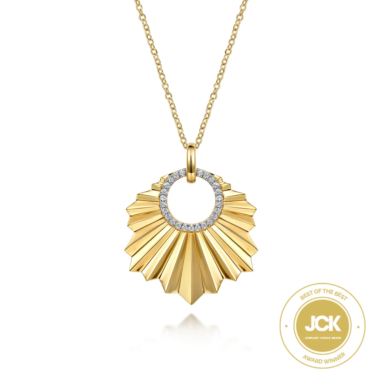 Diamond Necklace With Diamond Cut Texture In Leaf Shape