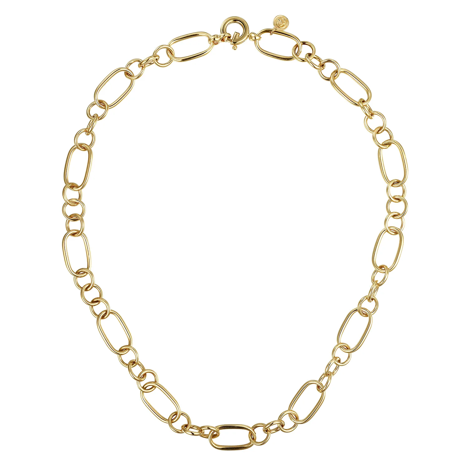 Link Chain Necklace wth Circle Stations in 14K Yellow Gold, photograph 2