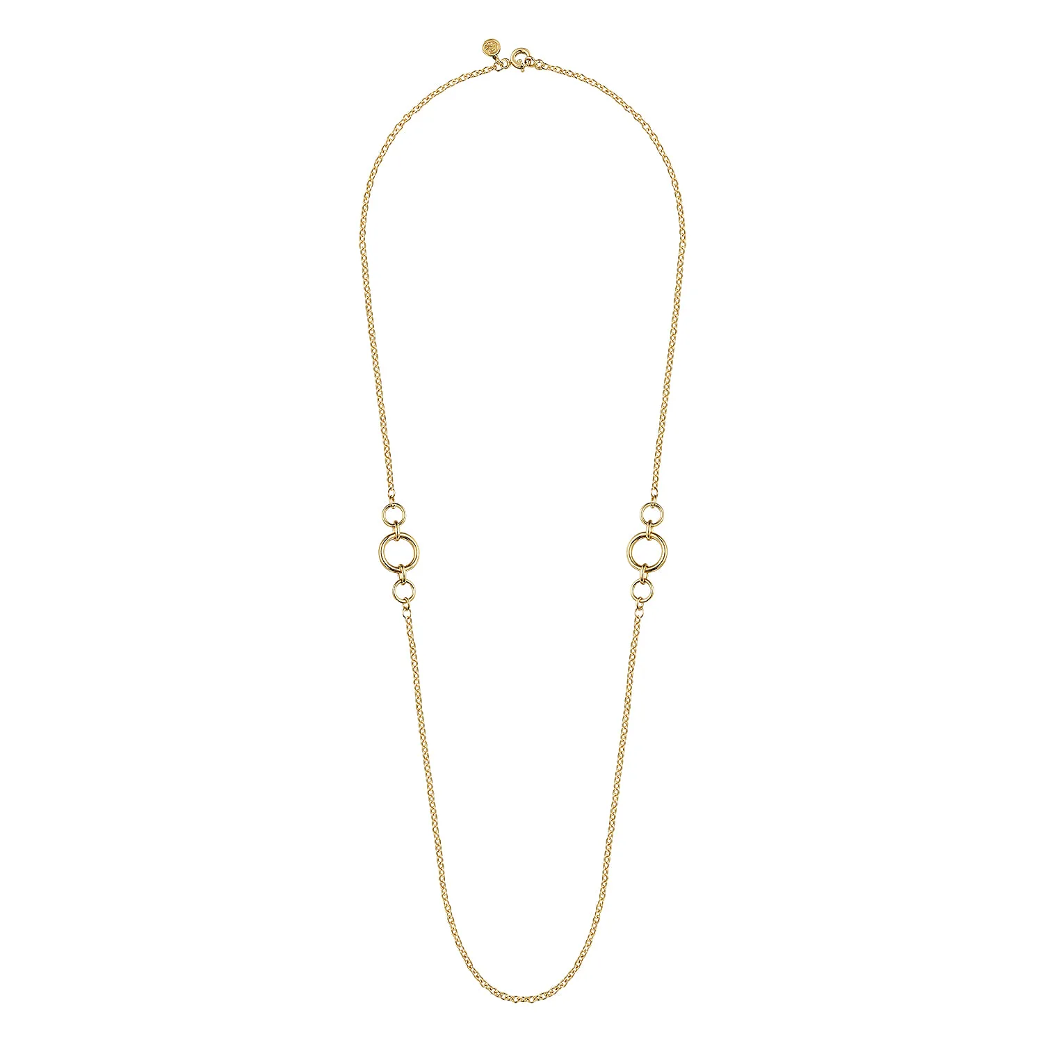 Chain Necklace with Circle Stations in 14K Yellow Gold, photograph 2