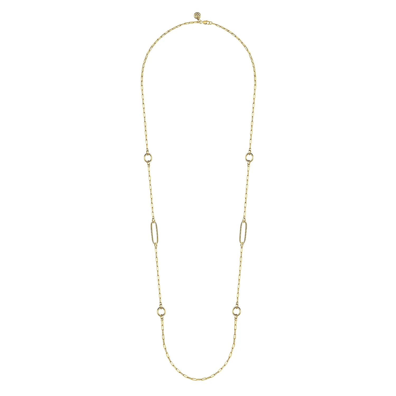 Chain Necklace with Circle Stations in 14K Yellow Gold, photograph 2