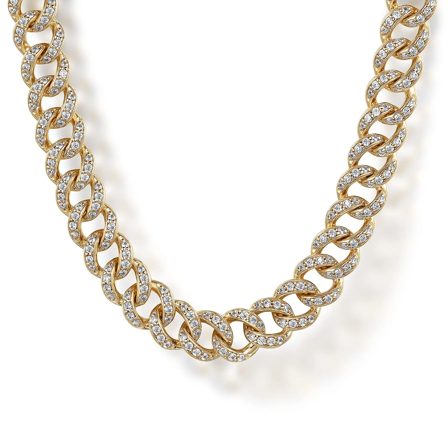 6mm Solid Cuban Link Chain Diamond Necklace
