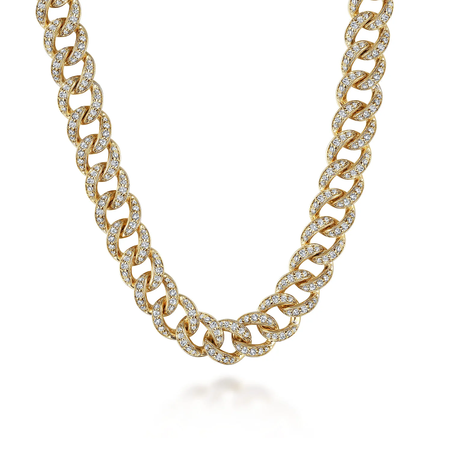 8mm Solid Cuban Link Chain Diamond Necklace