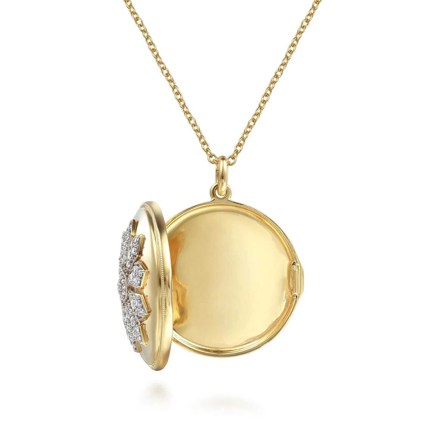 Diamond Locket Necklace in 14K White/Yellow Gold, photograph 2