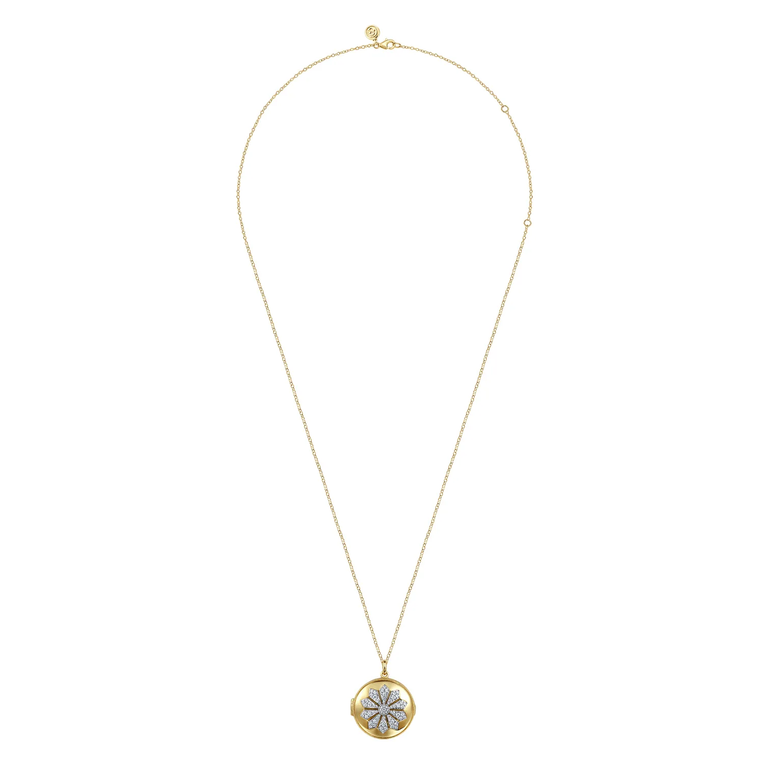 Diamond Locket Necklace in 14K White/Yellow Gold, photograph 4