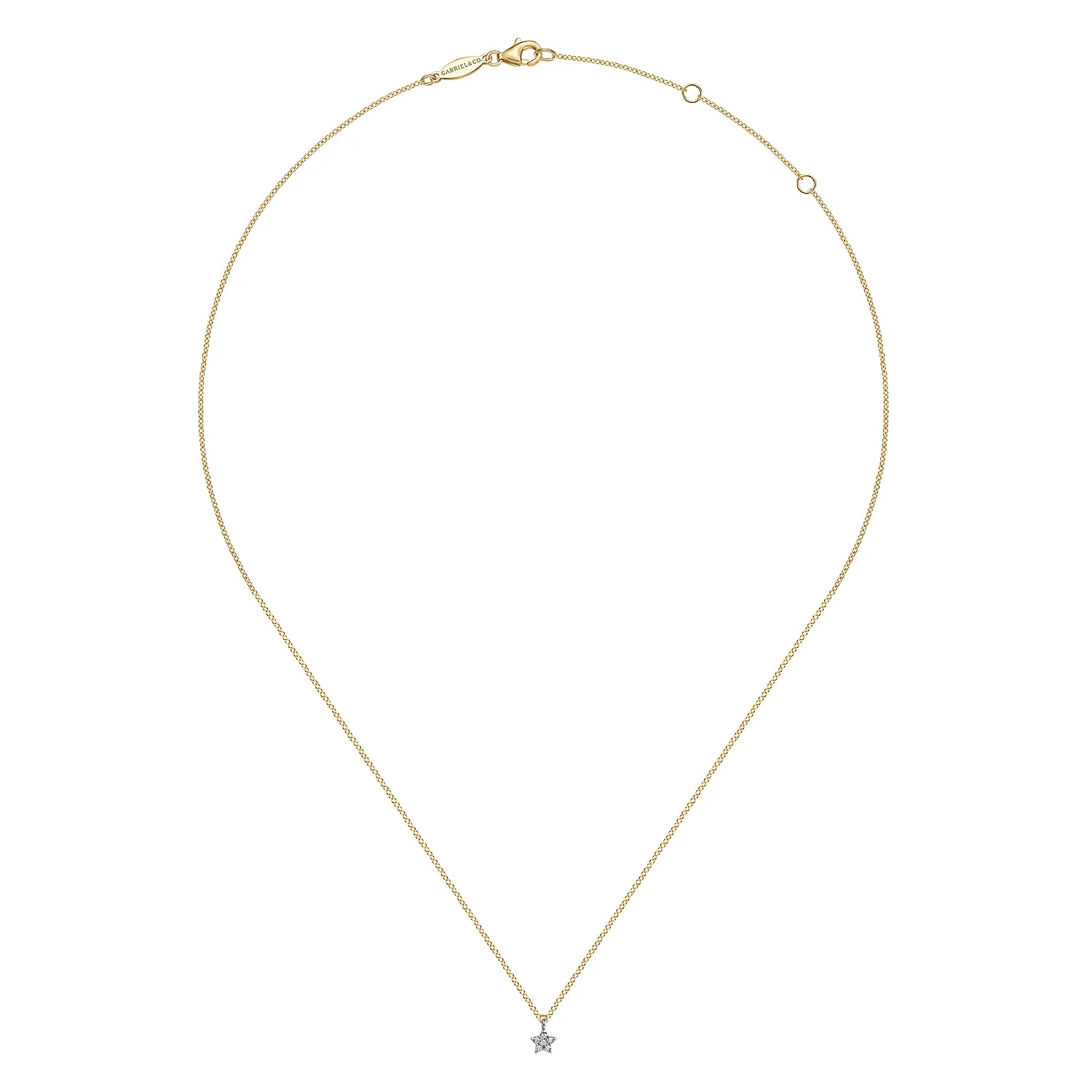 Diamond Star Pendant Necklace in 14K White/Yellow Gold, photograph 2