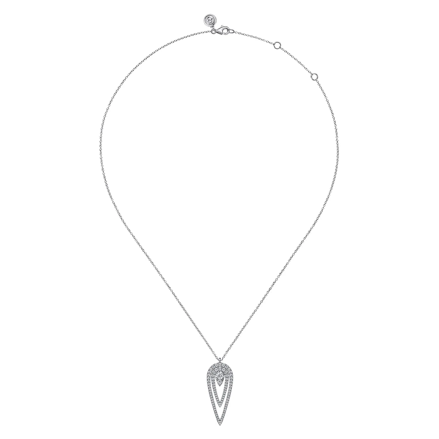 Diamond Drop Pendant Necklace in 14K White Gold, photograph 2