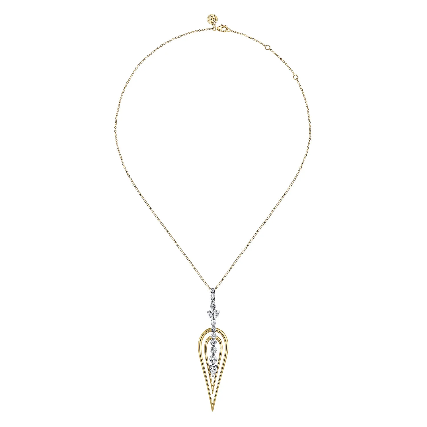 Diamond Drop Pendant Necklace in 18K White/Yellow Gold, photograph 2