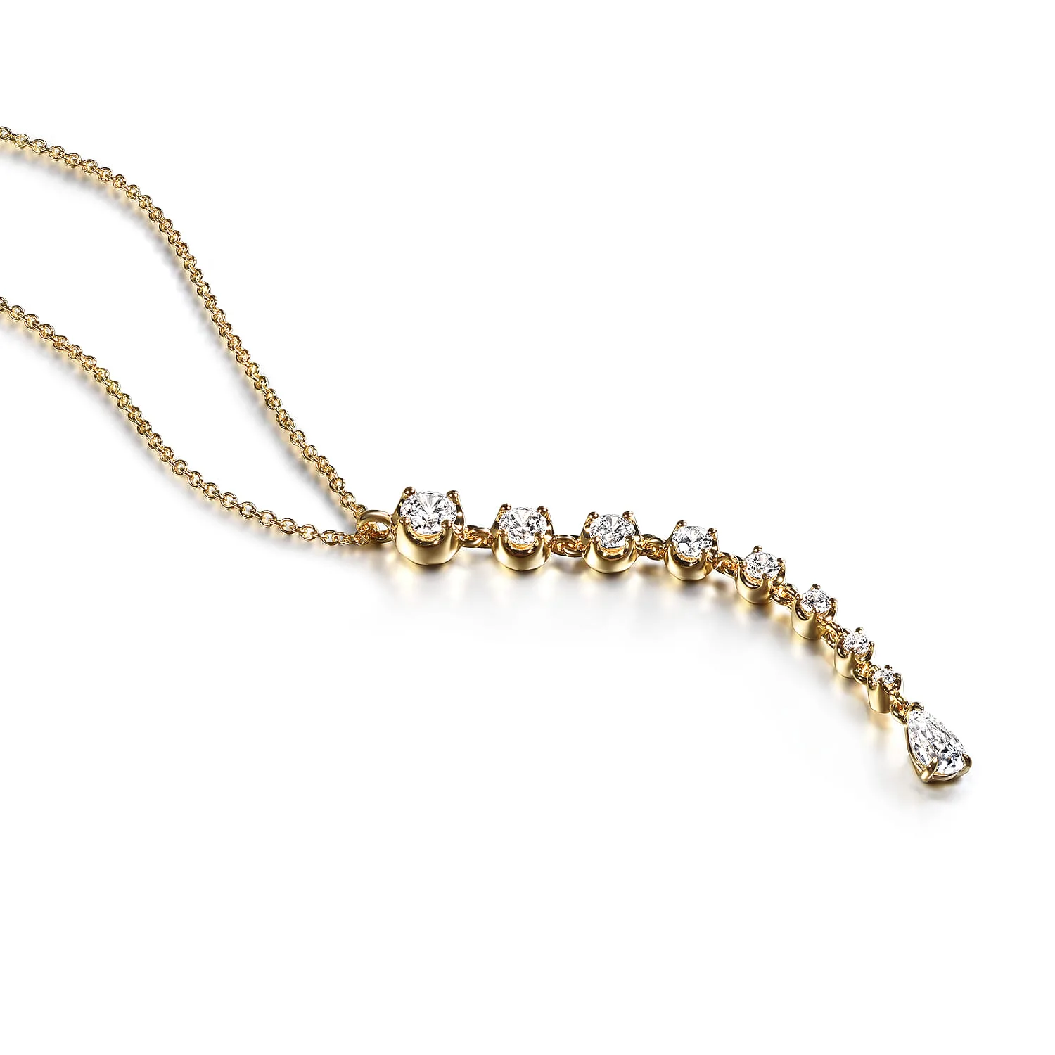 Diamond Bar Necklace in 18K Yellow Gold, photograph 4