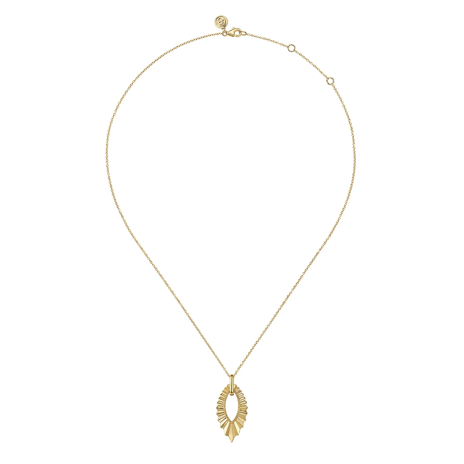 Augmented Diamond Cut Pendant Necklace in 14K Yellow Gold, photograph 2