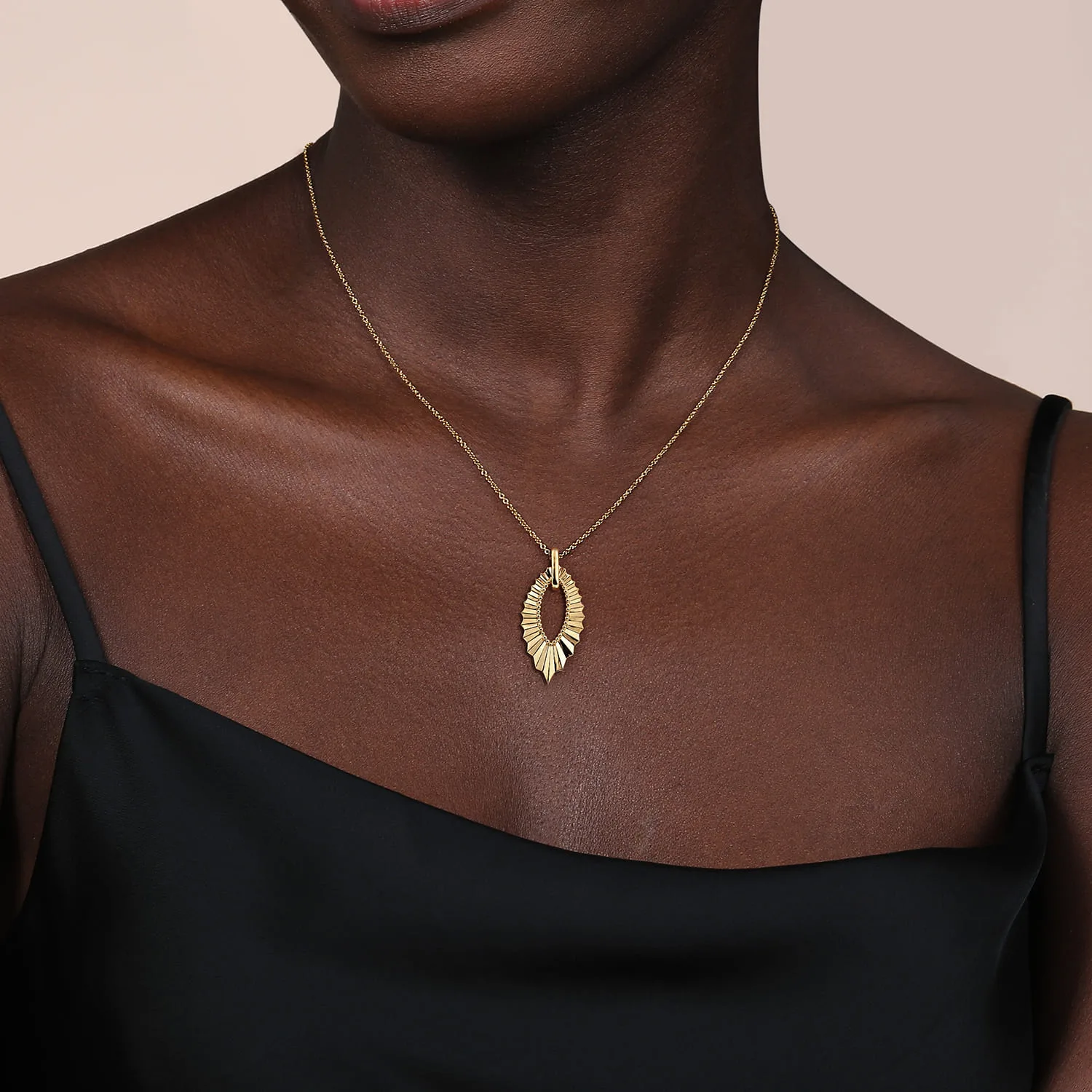 Augmented Diamond Cut Pendant Necklace in 14K Yellow Gold, photograph 3