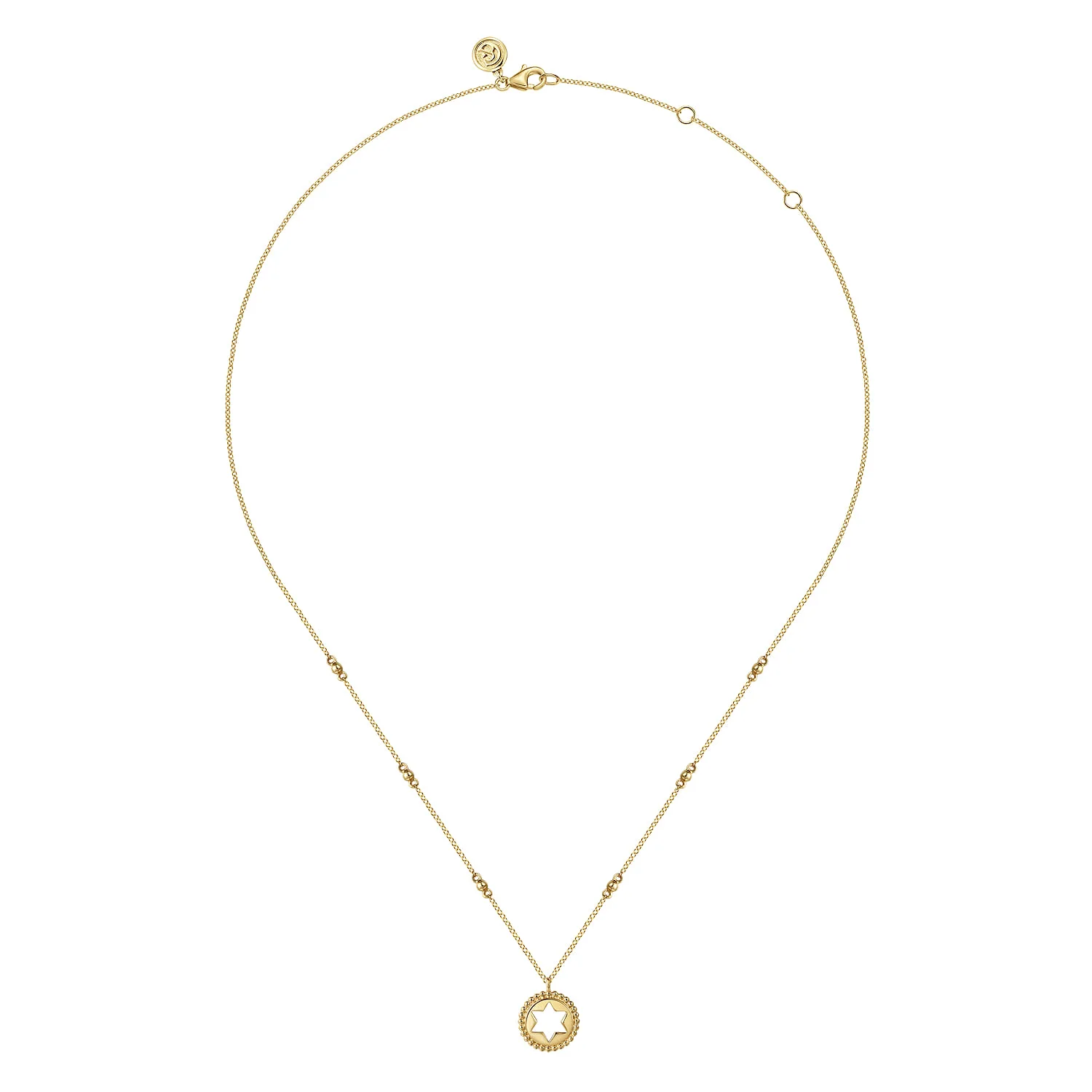 Star of David Medallion Necklace in 14K Yellow Gold, photograph 2