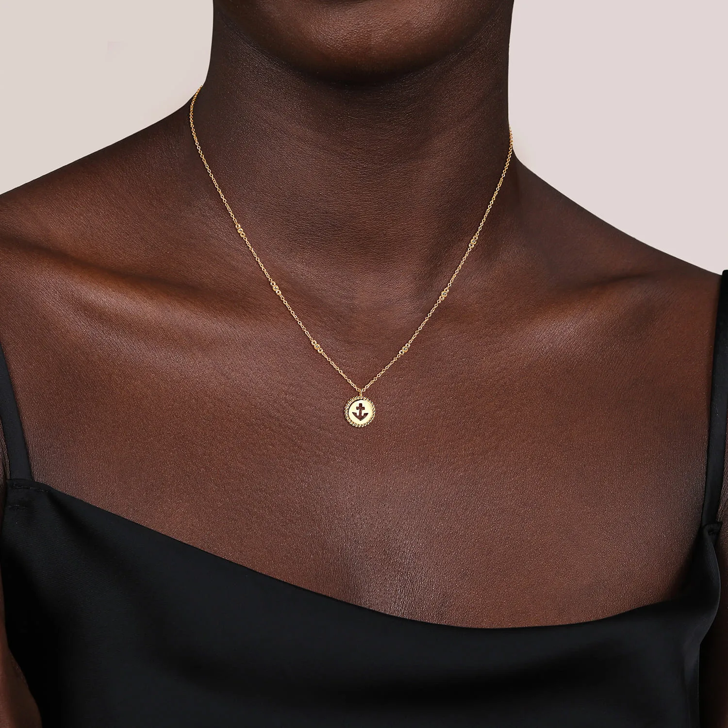 Bujukan Anchor Medallion Necklace in 14K Yellow Gold, photograph 3