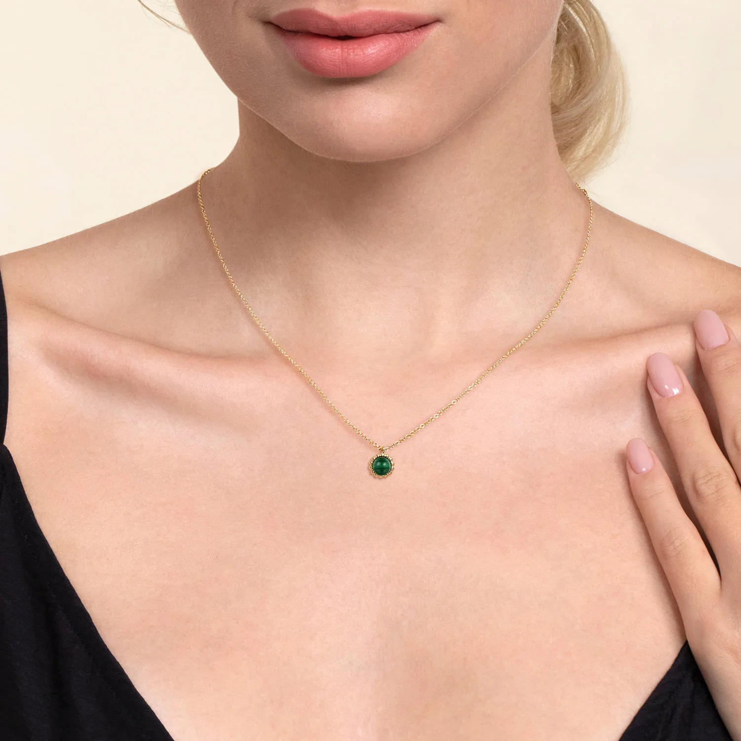 Bujukan Malachite Pendant Necklace in 14K Yellow Gold, photograph 3